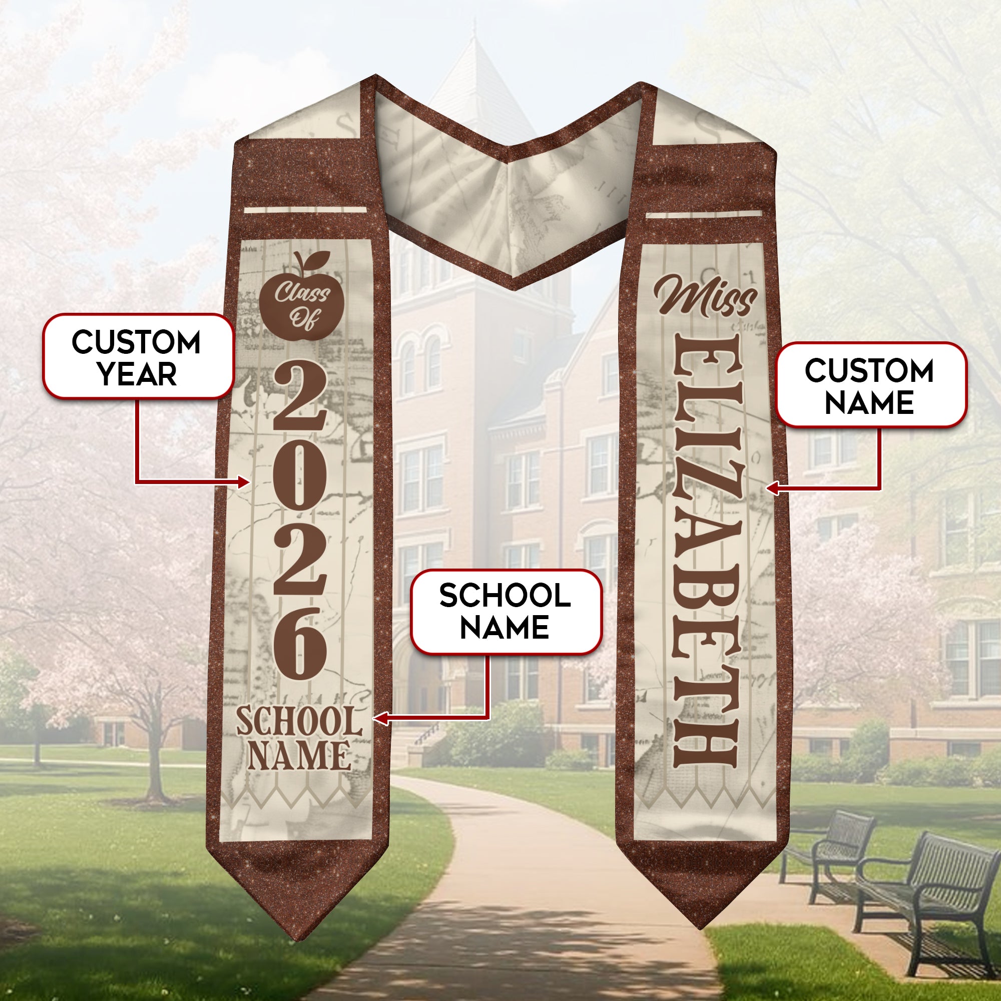 Customized Graduation Stole for Educators, Teacher Ceremony Sash for the Class of 2026