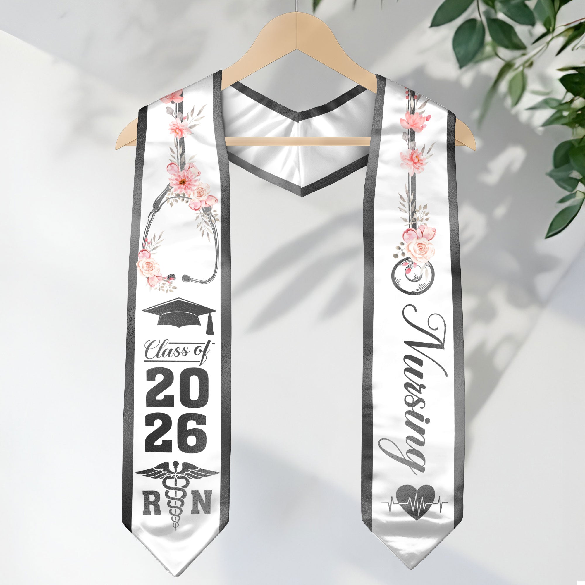 RN Nurse Graduation Stole 2026, Classic Nursing Sash for BSN Graduates Class of 2026