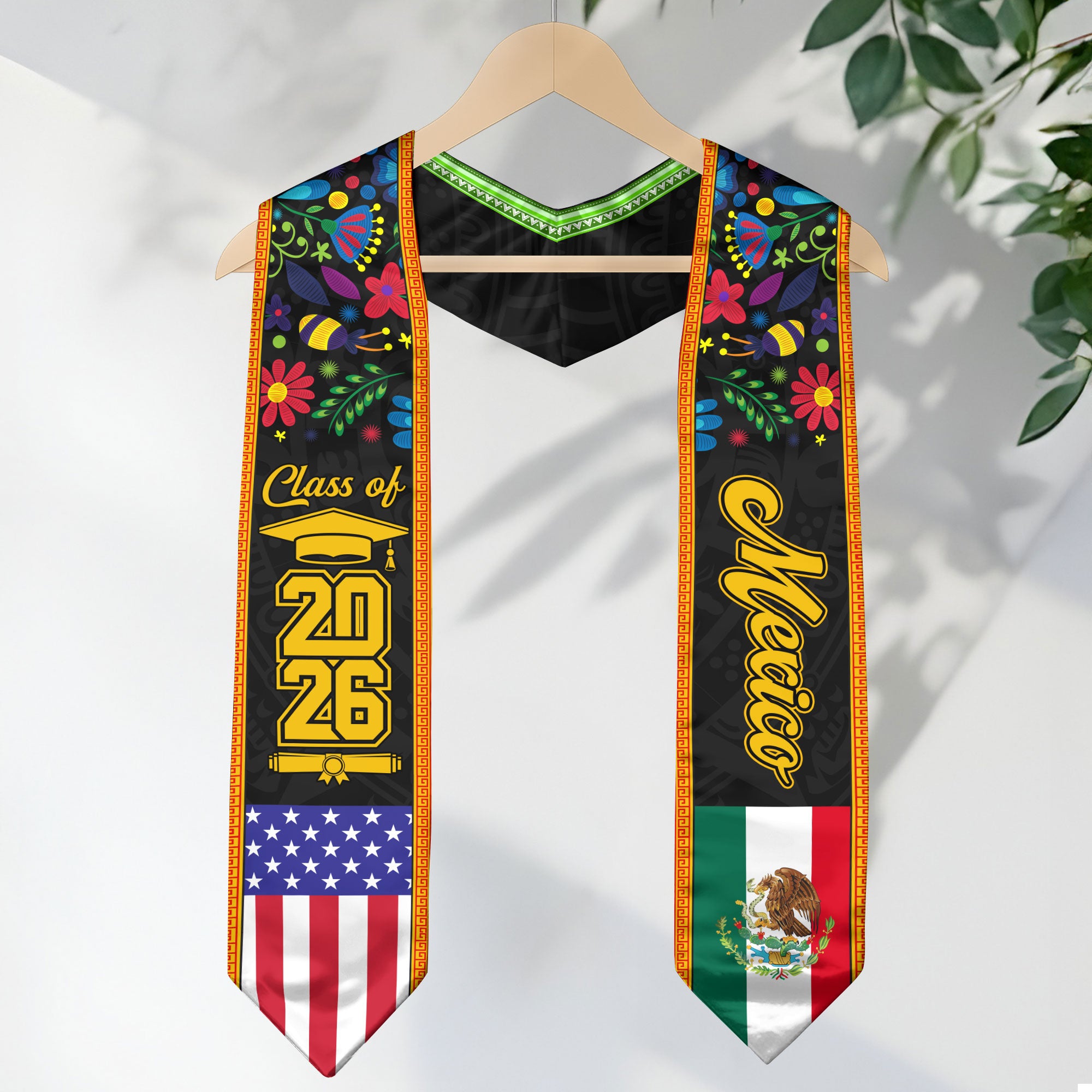 Mexican Graduation Sash 2026, Mexico Flag Stole, Classic Graduation Accessory for Grads