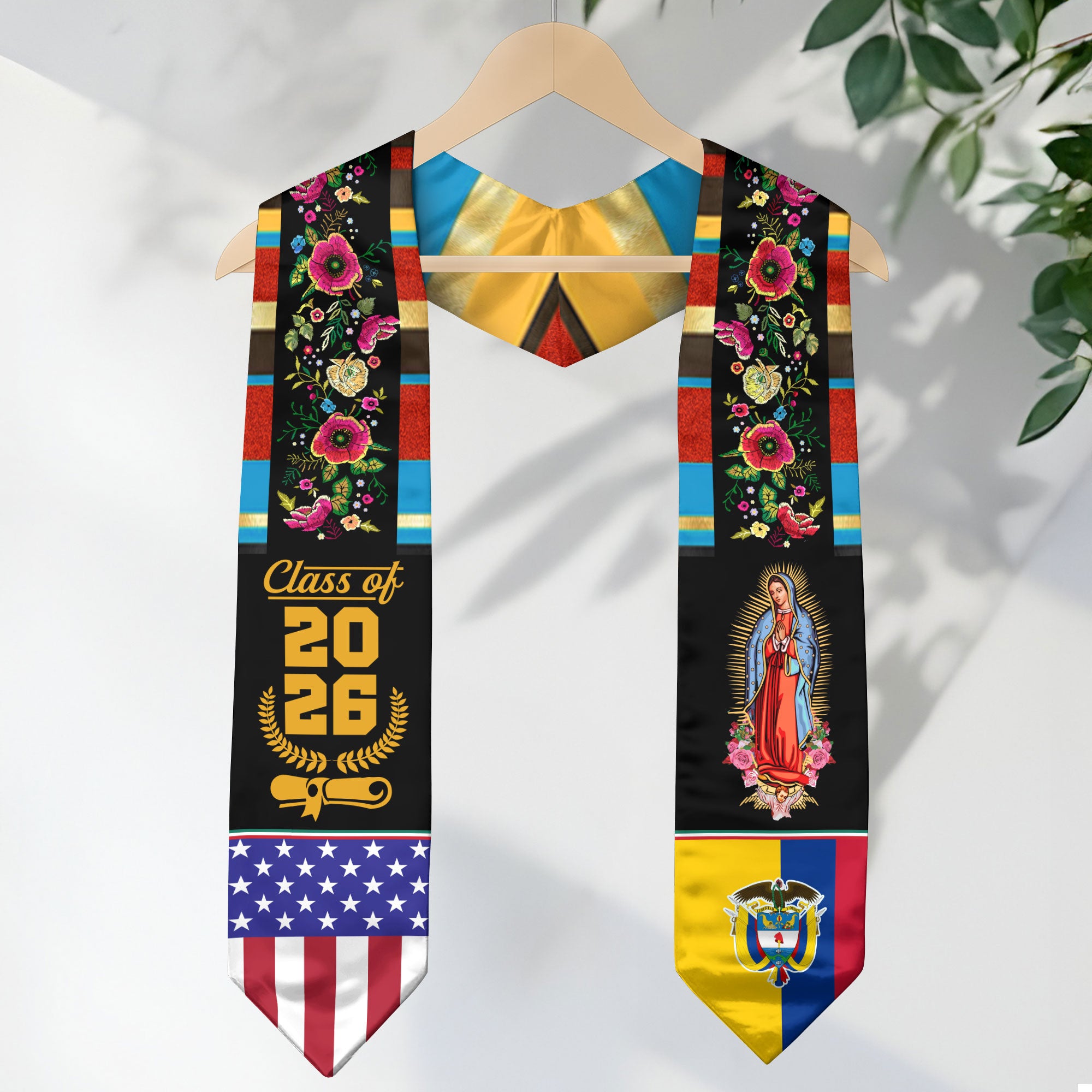 Graduation Stole Colombia 2026 Featuring Flag Colors, Formal Graduation Sash for Class of 2026