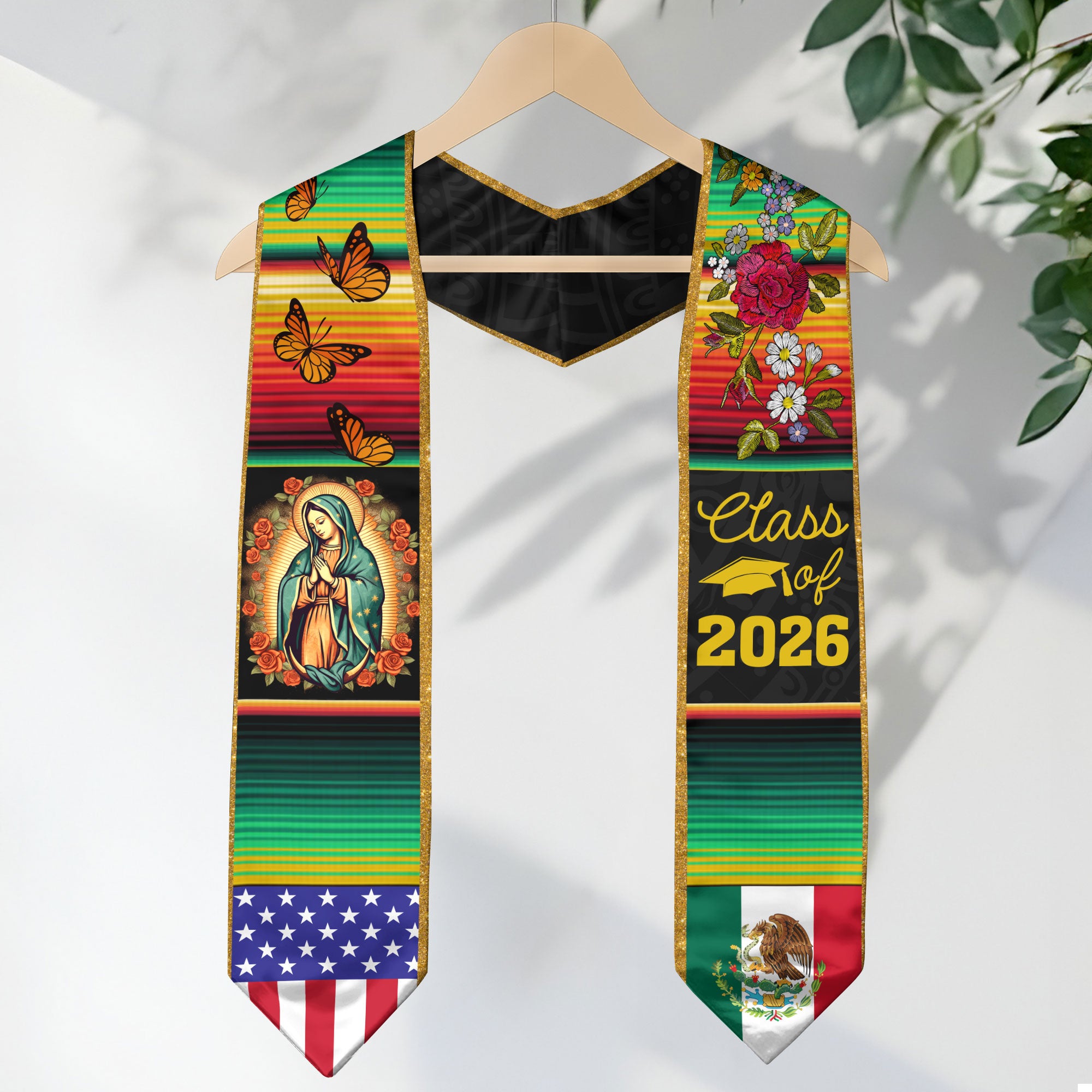 Mexican Flag Graduation Sash 2026, Mexico Stole for Grads, Classic Stole for Ceremony