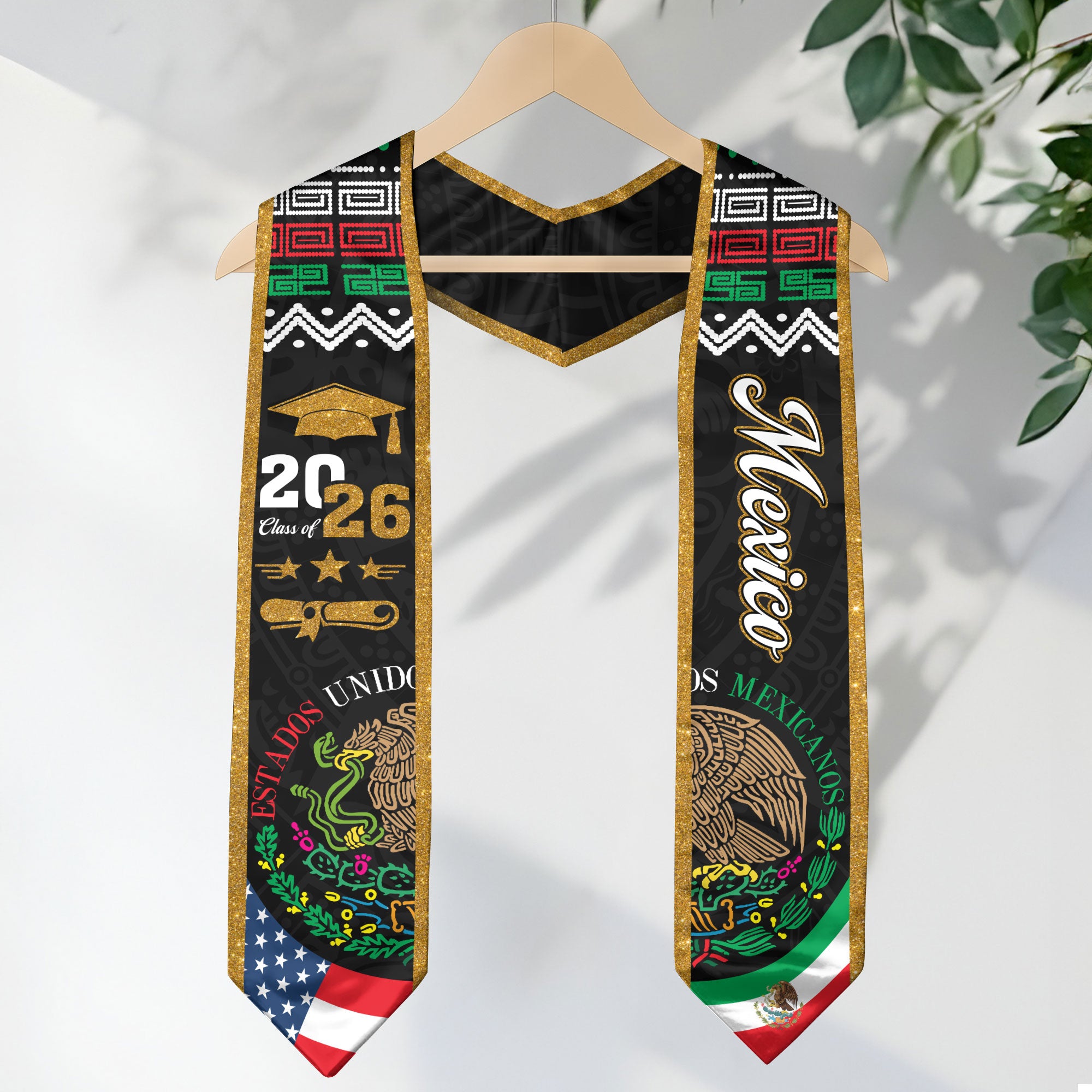 2026 Mexican Flag Stole, Mexico Graduation Sash for Graduates, Traditional Graduation Wear