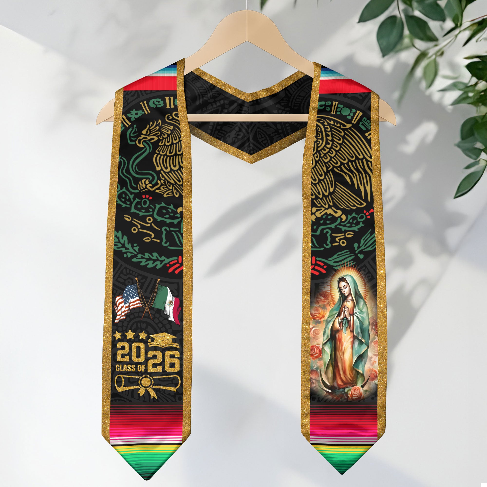 Mexican American Flag Graduation Sash 2026, Mexico Graduation Stole, Mexican Sash Stole
