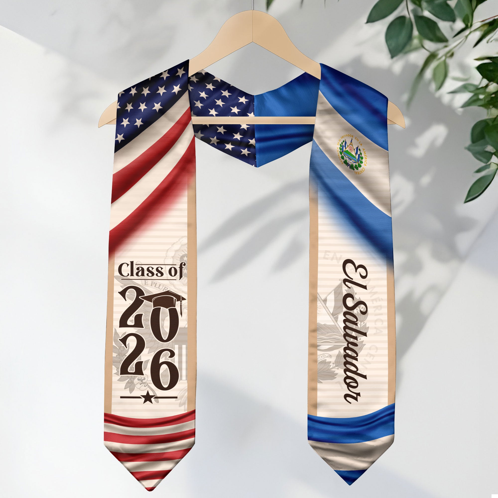 Salvadoran Graduation Stole 2026, El Salvador Flag Sash, Grad Sash Class of 2026