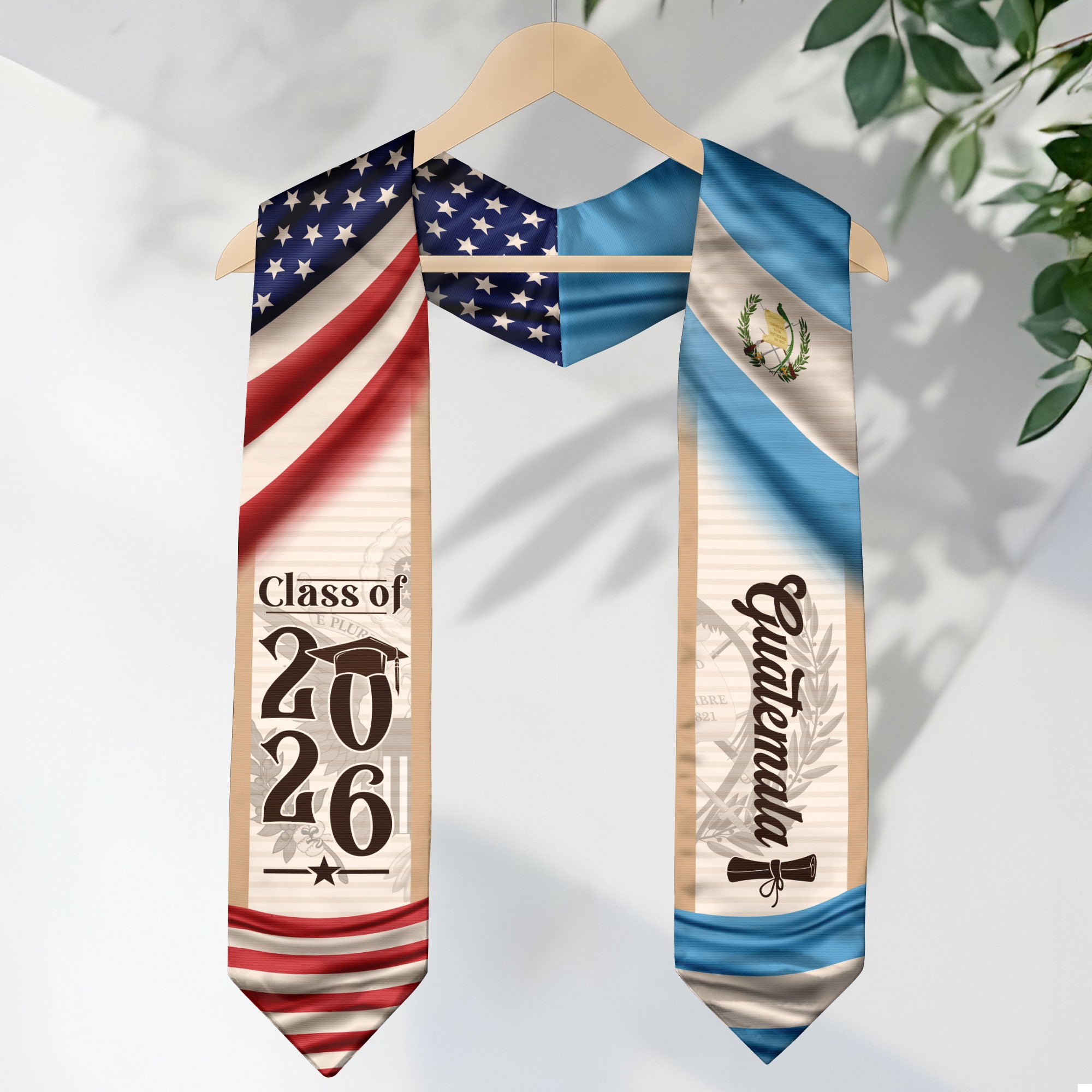 Guatemala Flag Graduation Stole 2026, Guatemalan Graduation Sash for Students Class of 2026