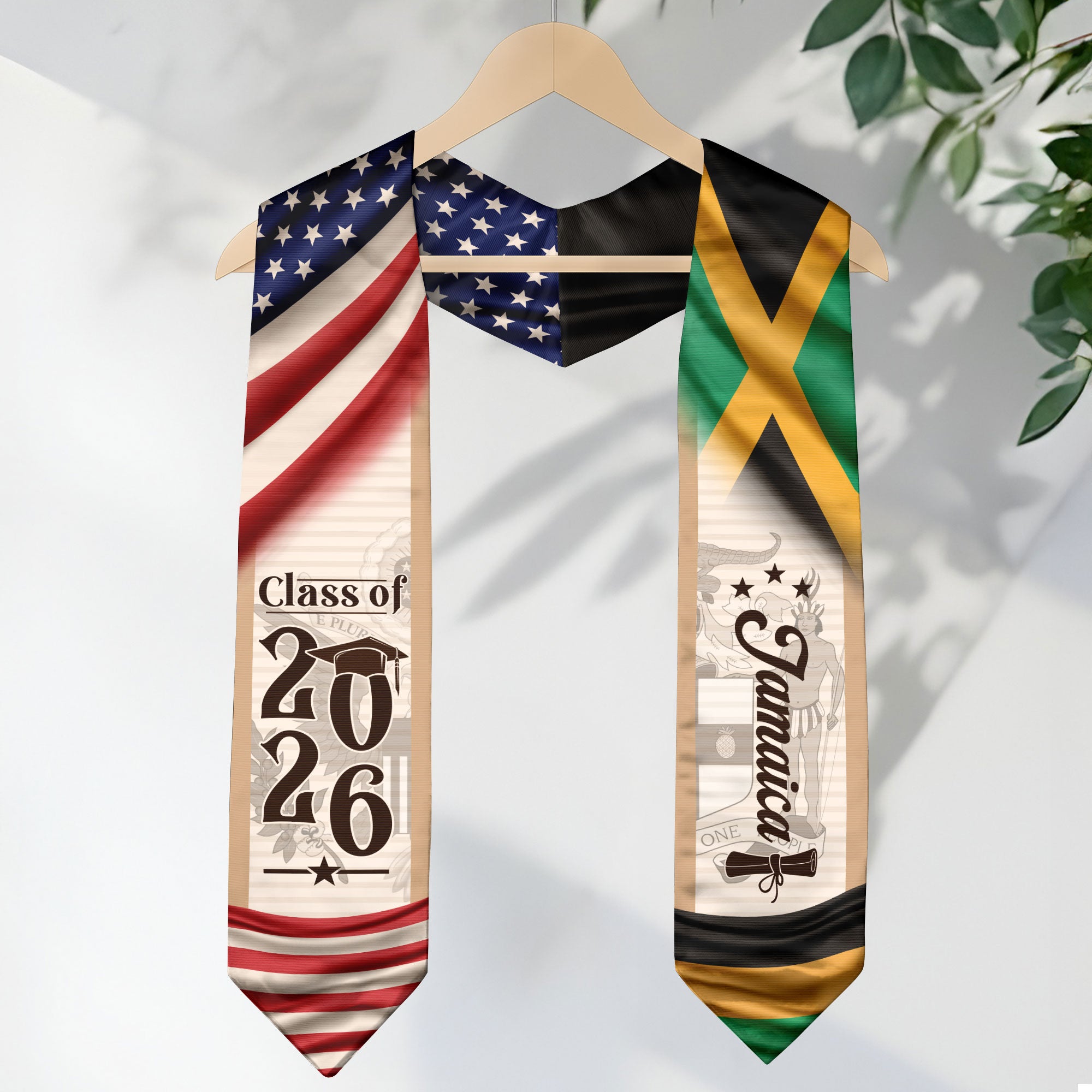 Jamaica Flag Graduation Stole 2026, Jamaican Graduation Sash, Elegant Design for Class of 2026