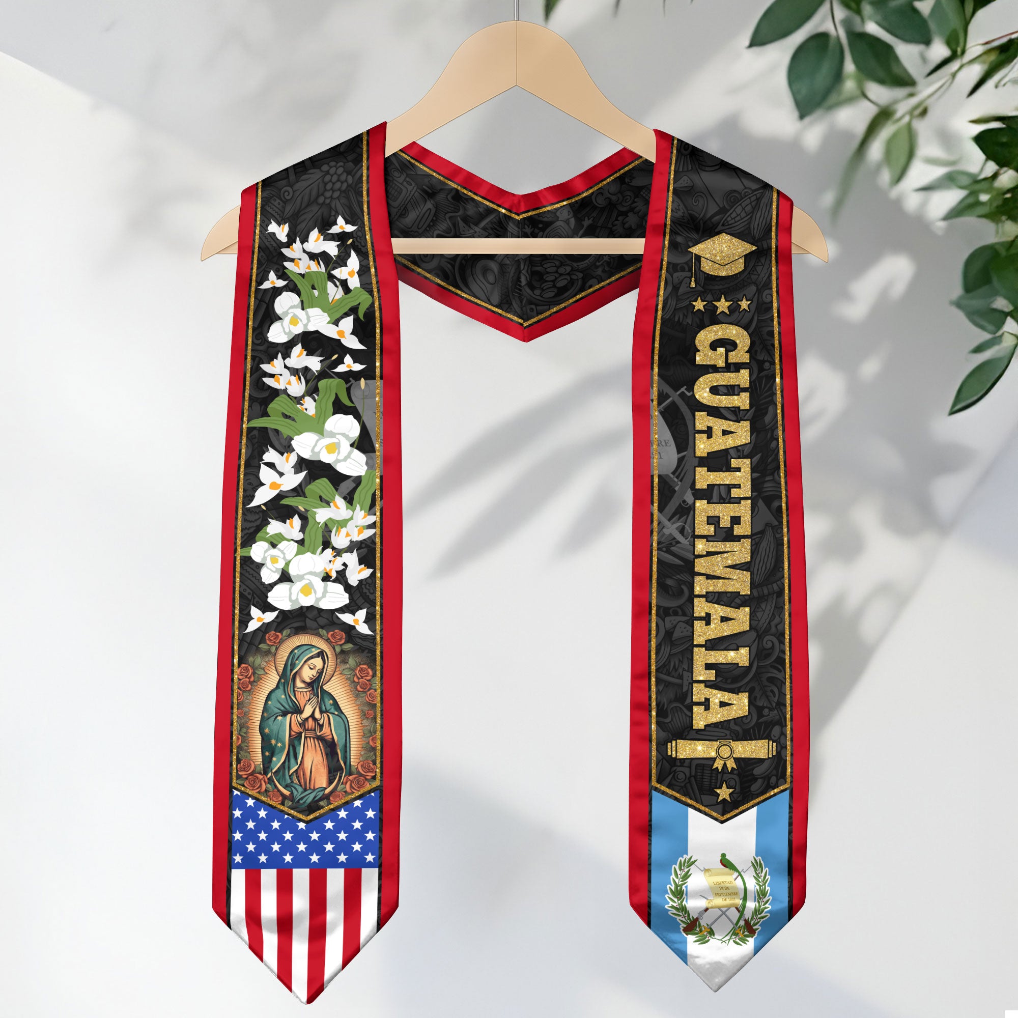 Guatemala Graduation Stole 2026, Guatemalan Flag Graduation Sash, Classic Academic Style for Graduates