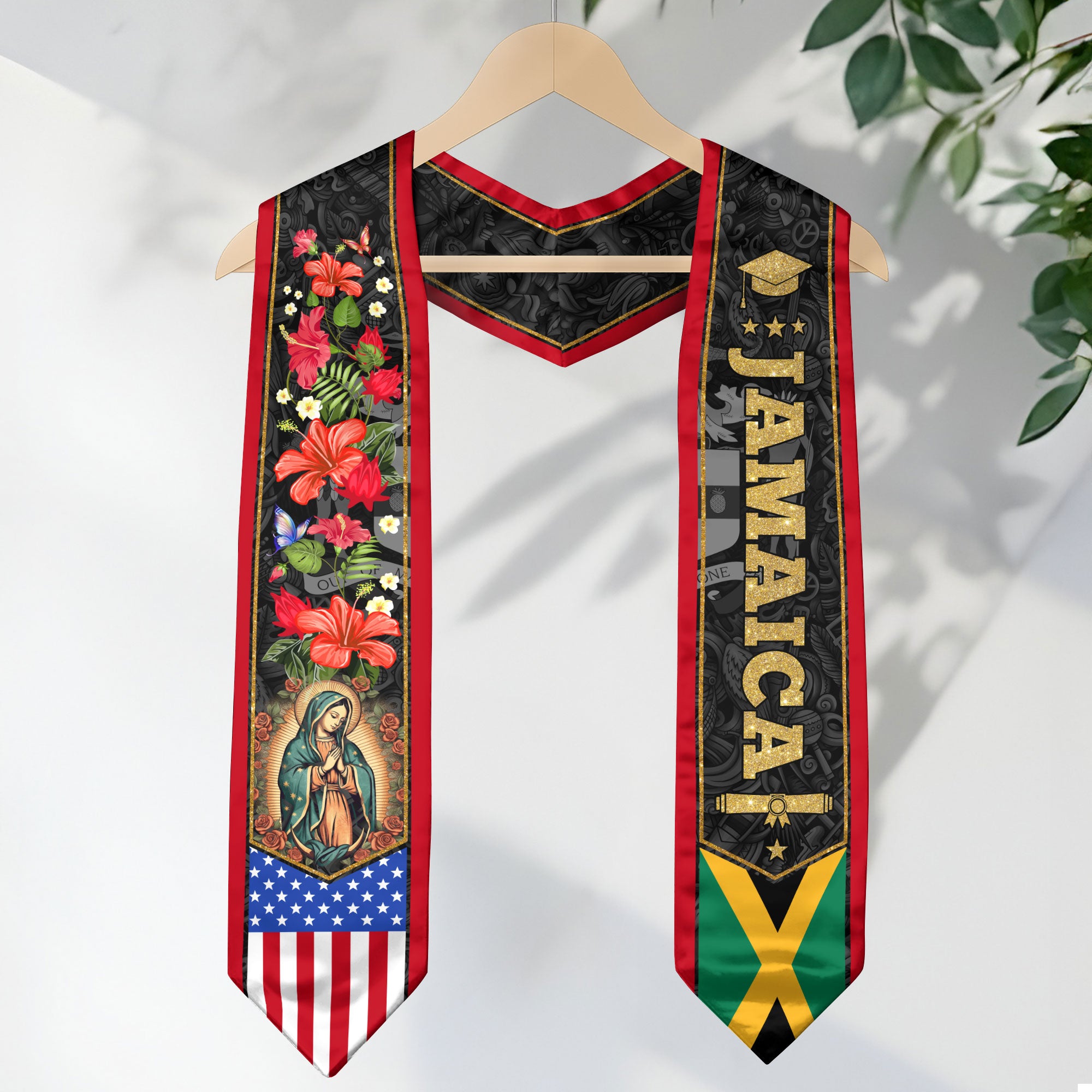 Jamaica Graduation Stole 2026, Island Flag Sash, Formal Graduation Stole Style