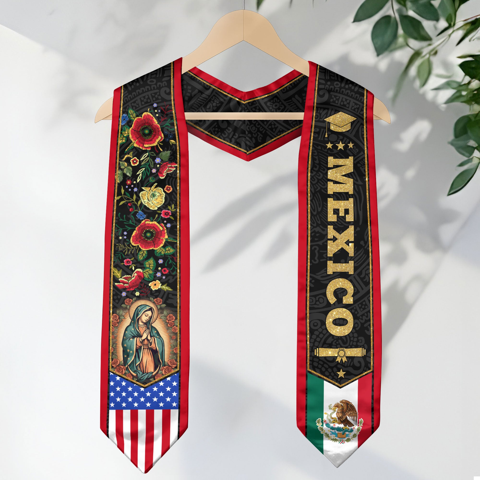 Mexican American Flag Grad Sash 2026, Mexican Graduation Sash, Mexico Graduation Stole