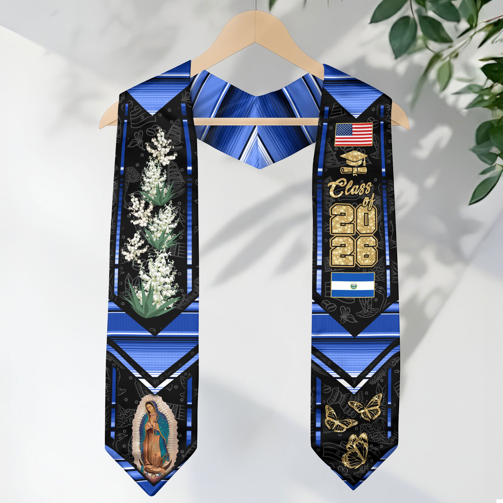 El Salvador Graduation Stole 2026, Salvadoran Flag Graduation Sash, Grad Stole