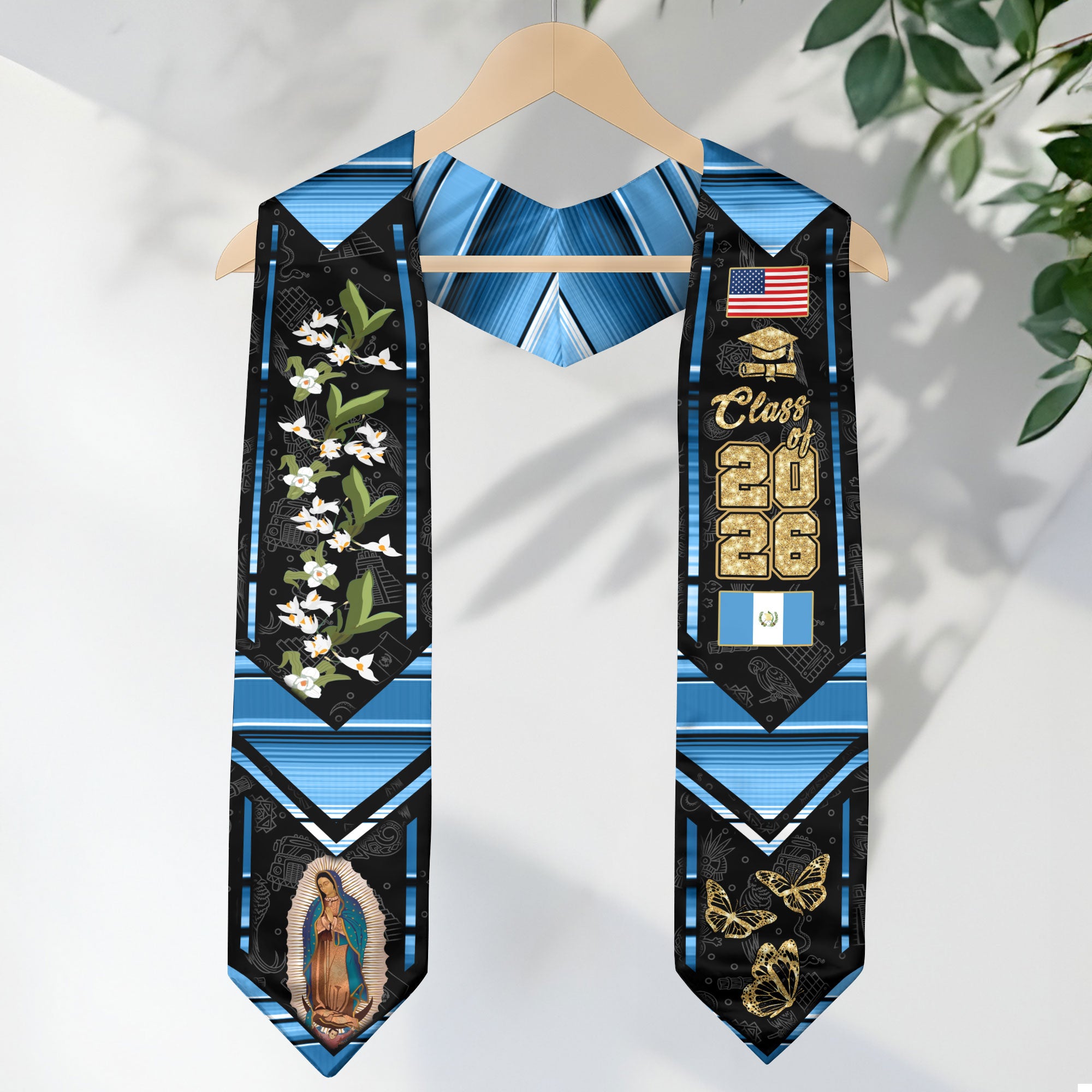 Guatemala Graduation Stole 2026, Guatemalan Flag Sash, Classic Graduation Stole Design