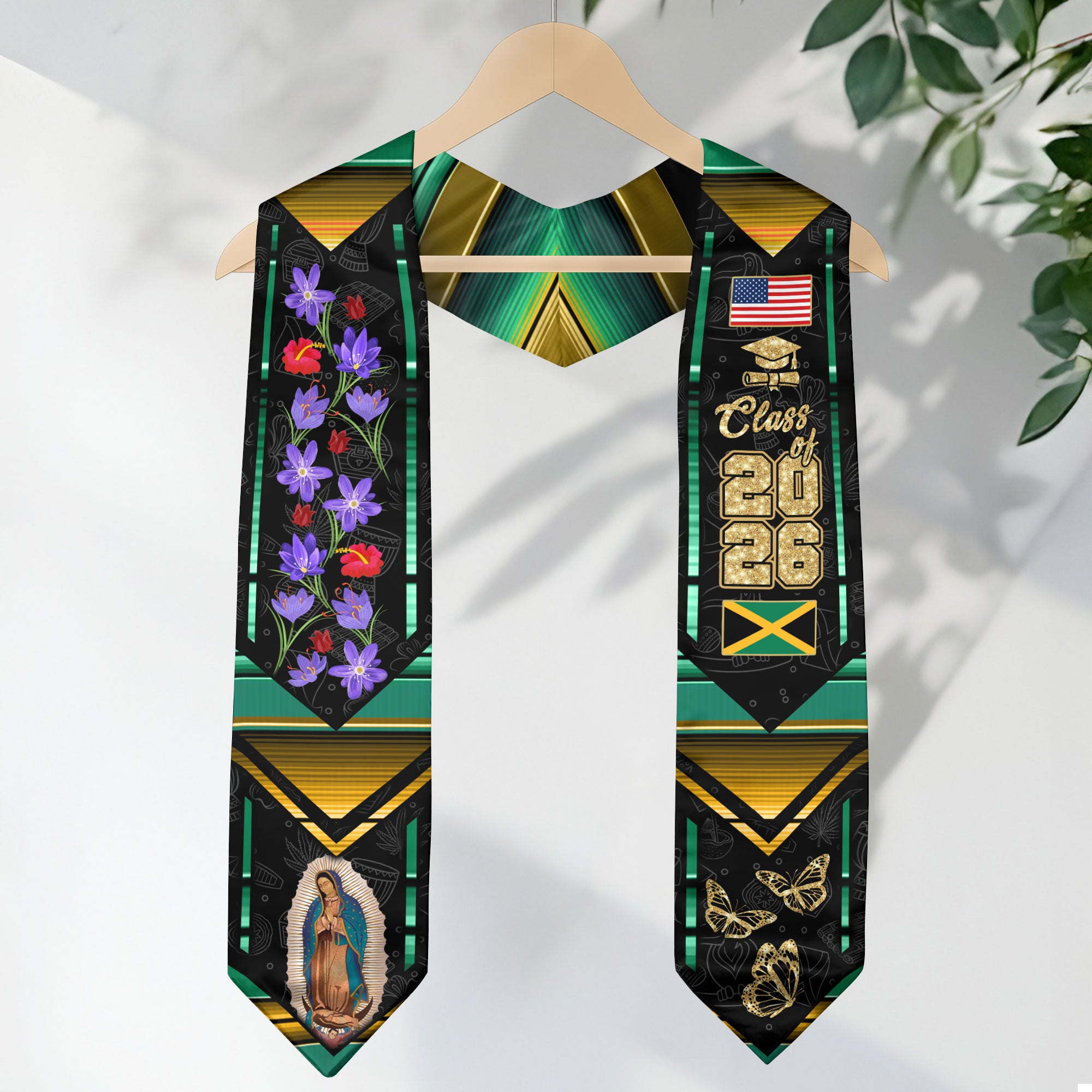 Jamaica Graduation Sash 2026, Jamaican Flag Graduation Sash, Classic Graduation Stole Design