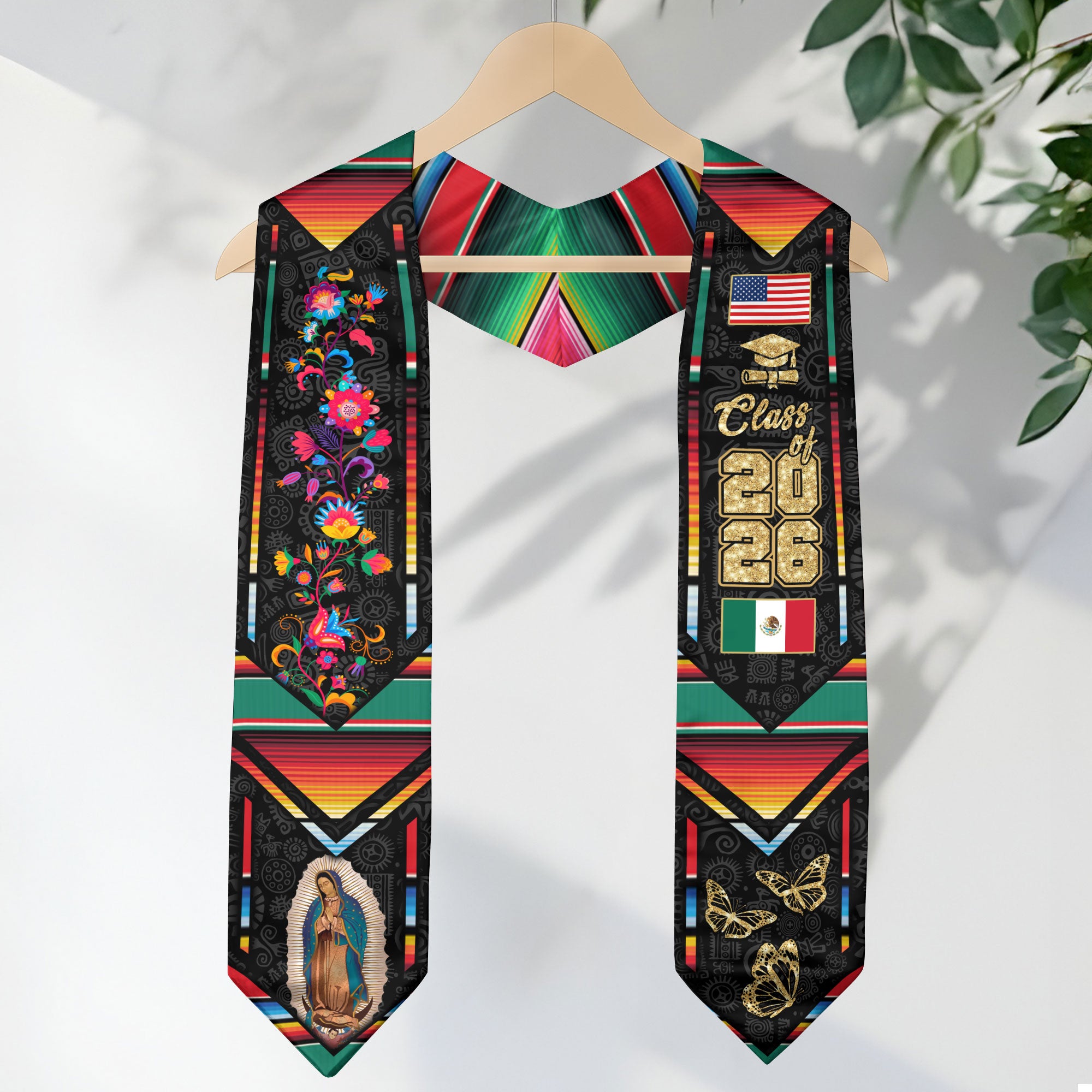Mexican Graduation Sash 2026, Mexican American Flag Stole, Graduation Stole 2026