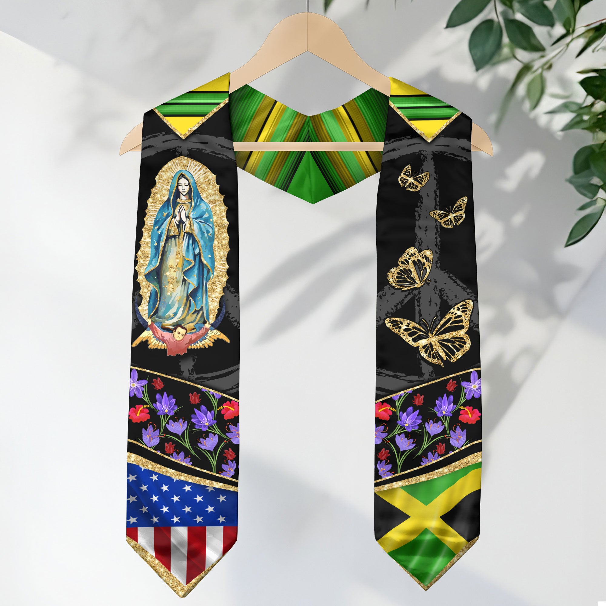Jamaican Flag Graduation Sash 2026, Jamaica Graduation Stole, Traditional Academic Sash
