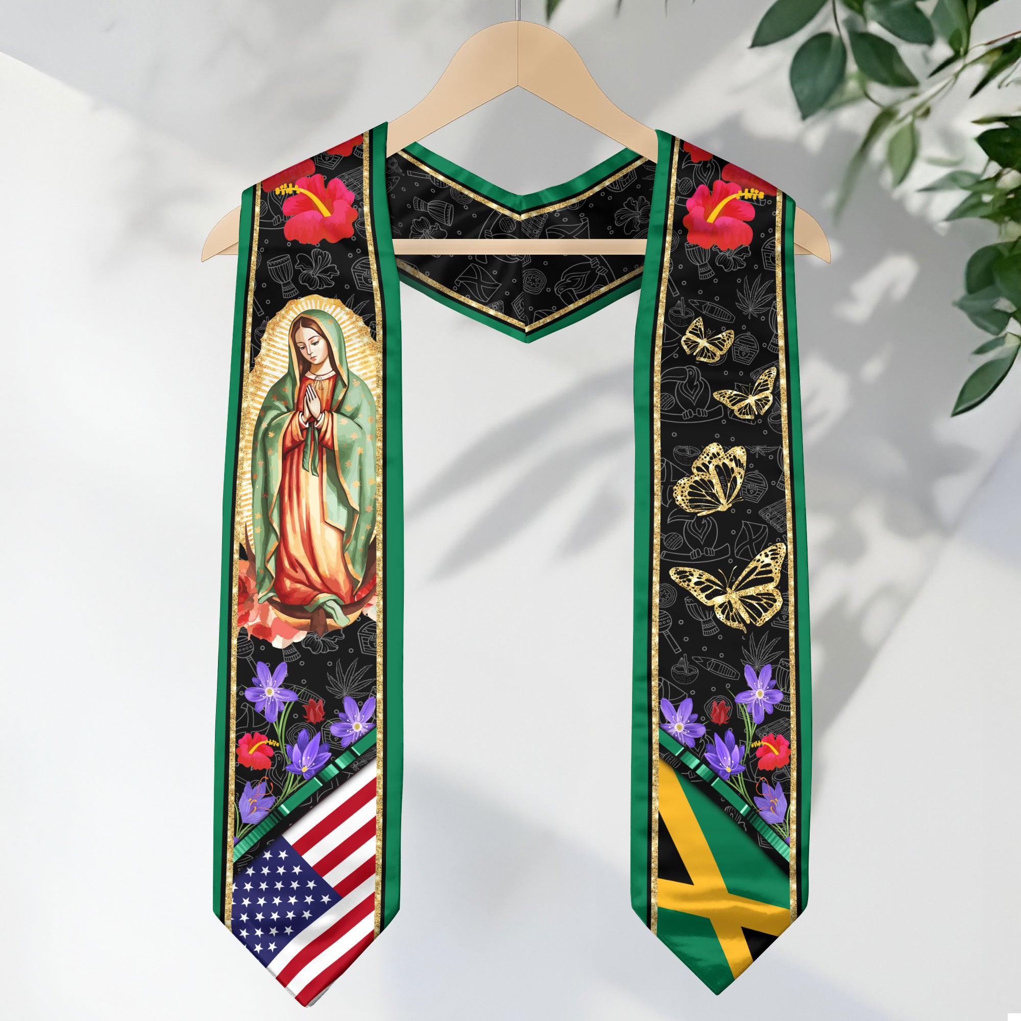 Jamaica Flag Graduation Stole 2026, Jamaican Graduation Sash, Clean and Elegant Graduation Style