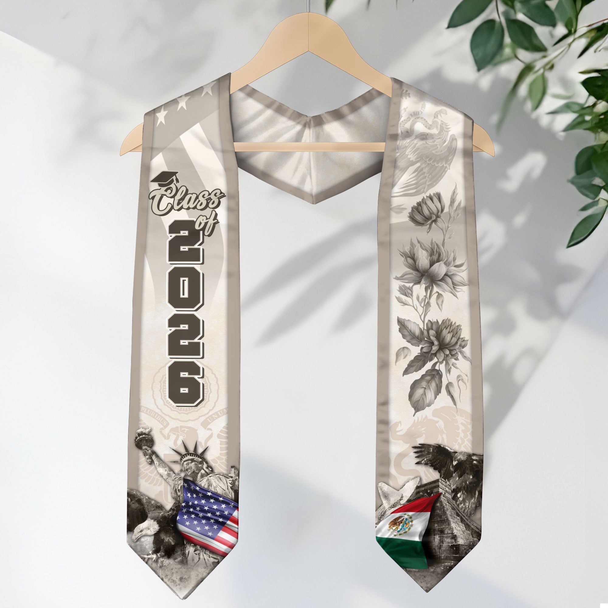 Mexican Graduation Stole 2026, Mexican American Flag Sash, Graduation Stole 2026