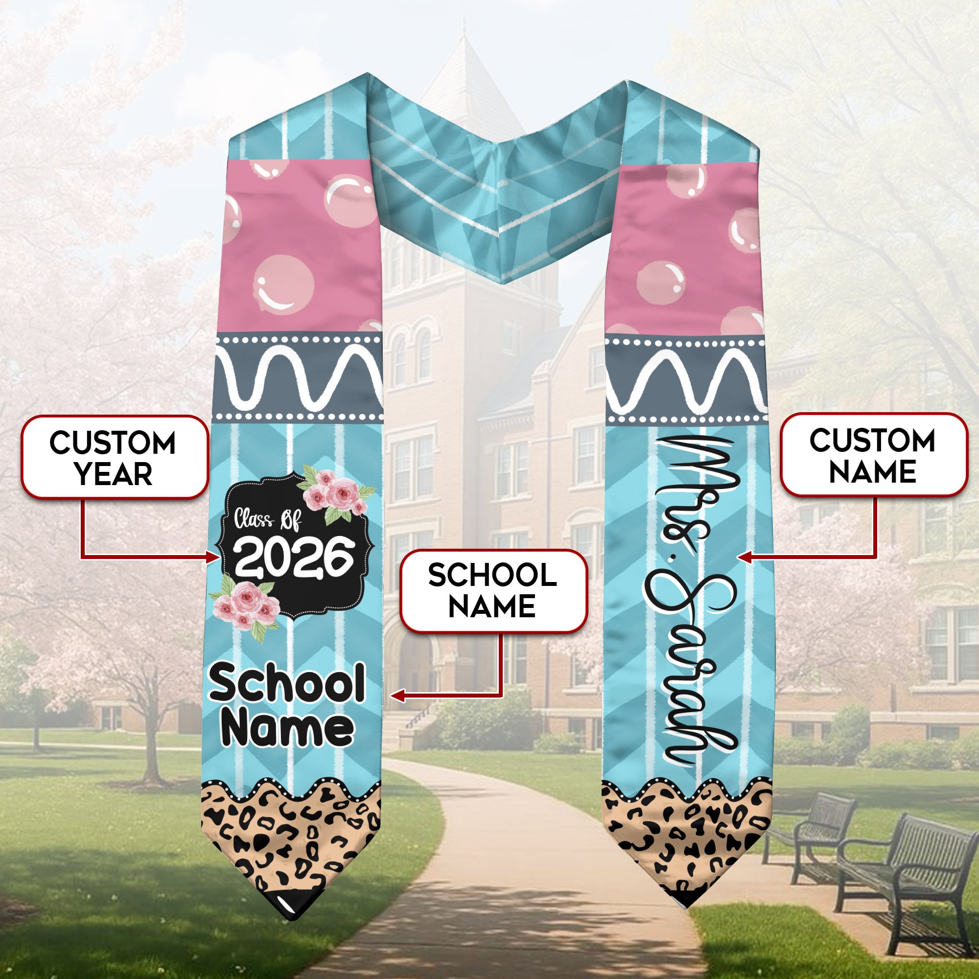 Customized Teacher Graduation Stole, Academic Honor Ceremony Sash for Educators, Class of 2026