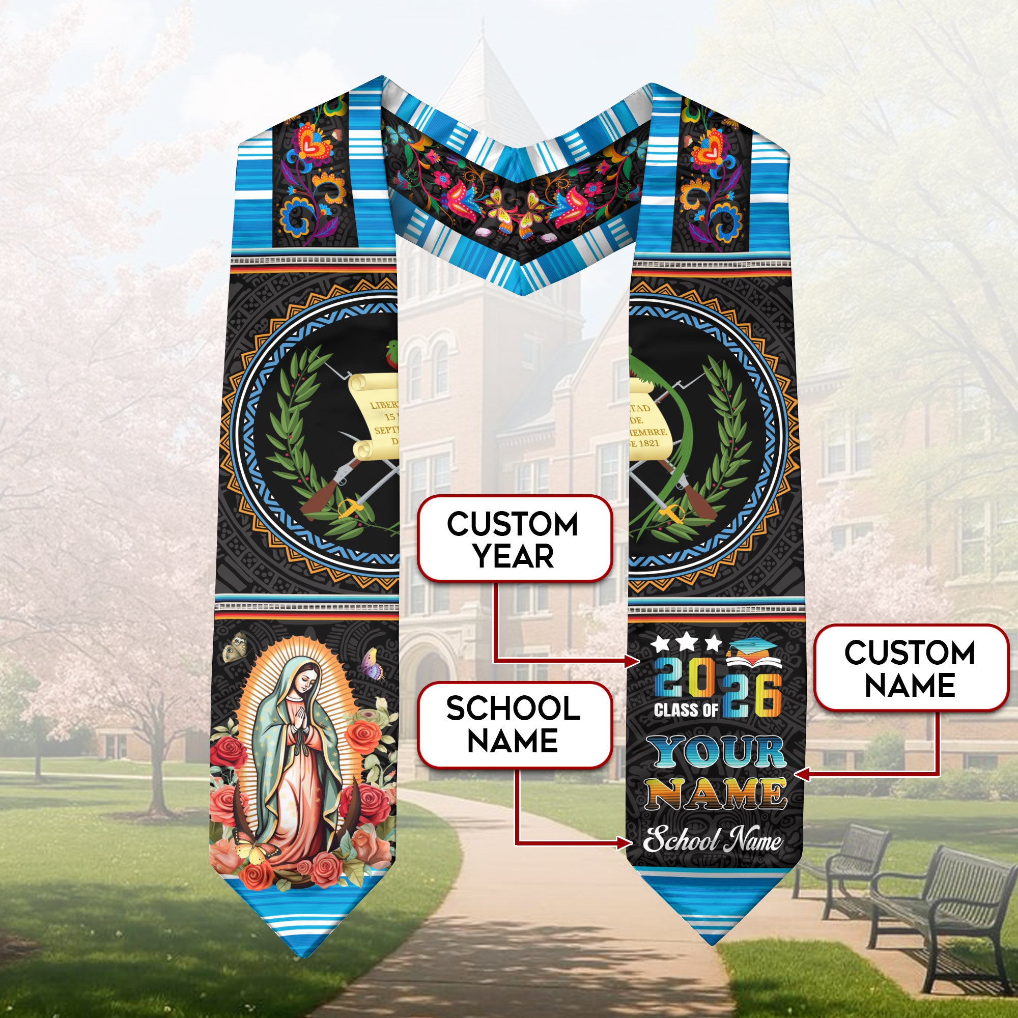 Guatemalan Graduation Stole 2026, Guatemala Flag Sash, Custom Grad Sash for 2026