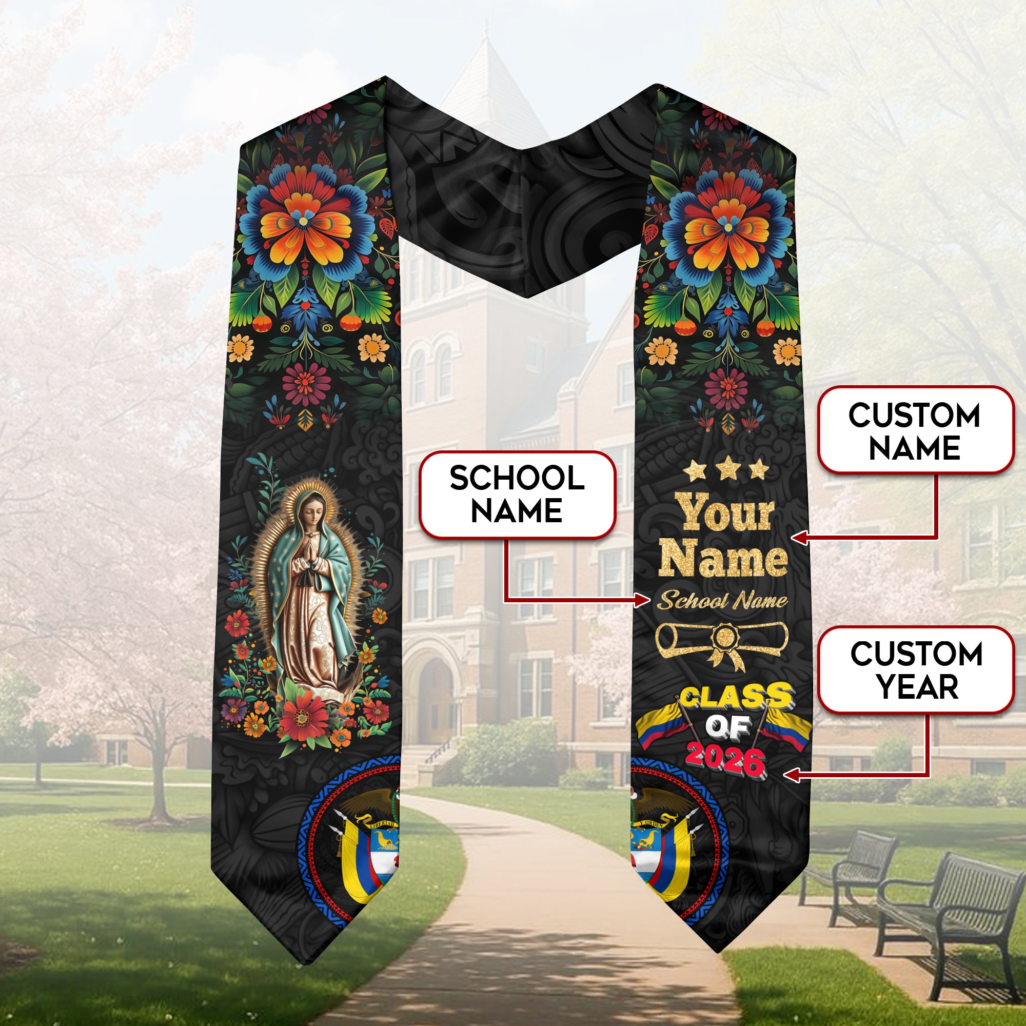 Colombian Graduation Stole 2026, Colombian Flag Stole, Colombia Graduation Sash