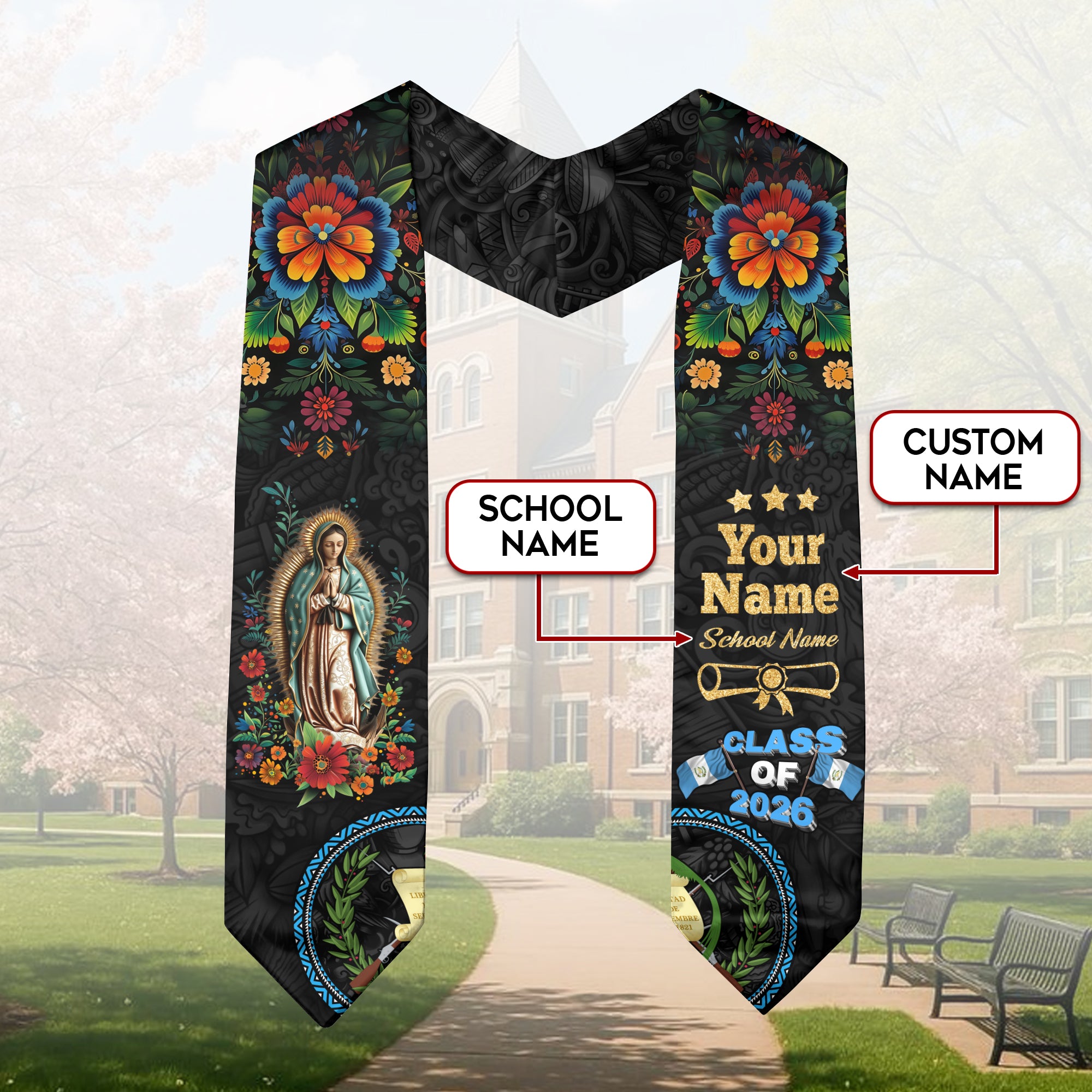 Customized Guatemala Graduation Stole 2026, Guatemalan Flag Sash, Timeless Custom Graduation Design