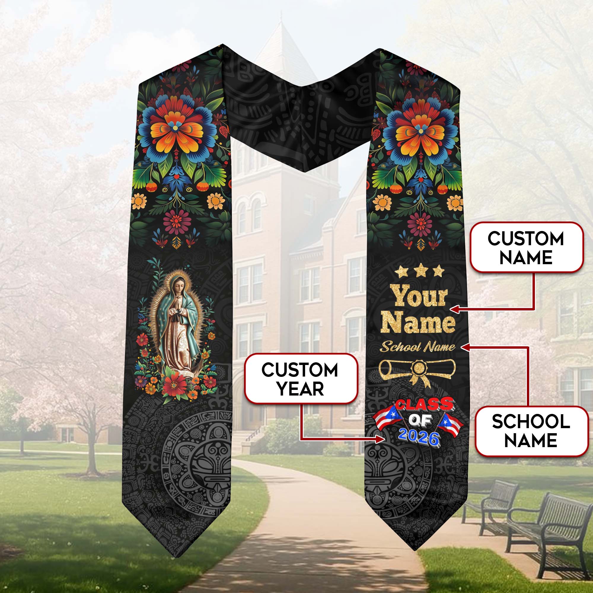 Puerto Rico Graduation Stole 2026, Puerto Rican Flag Sash, PR Stole Custom
