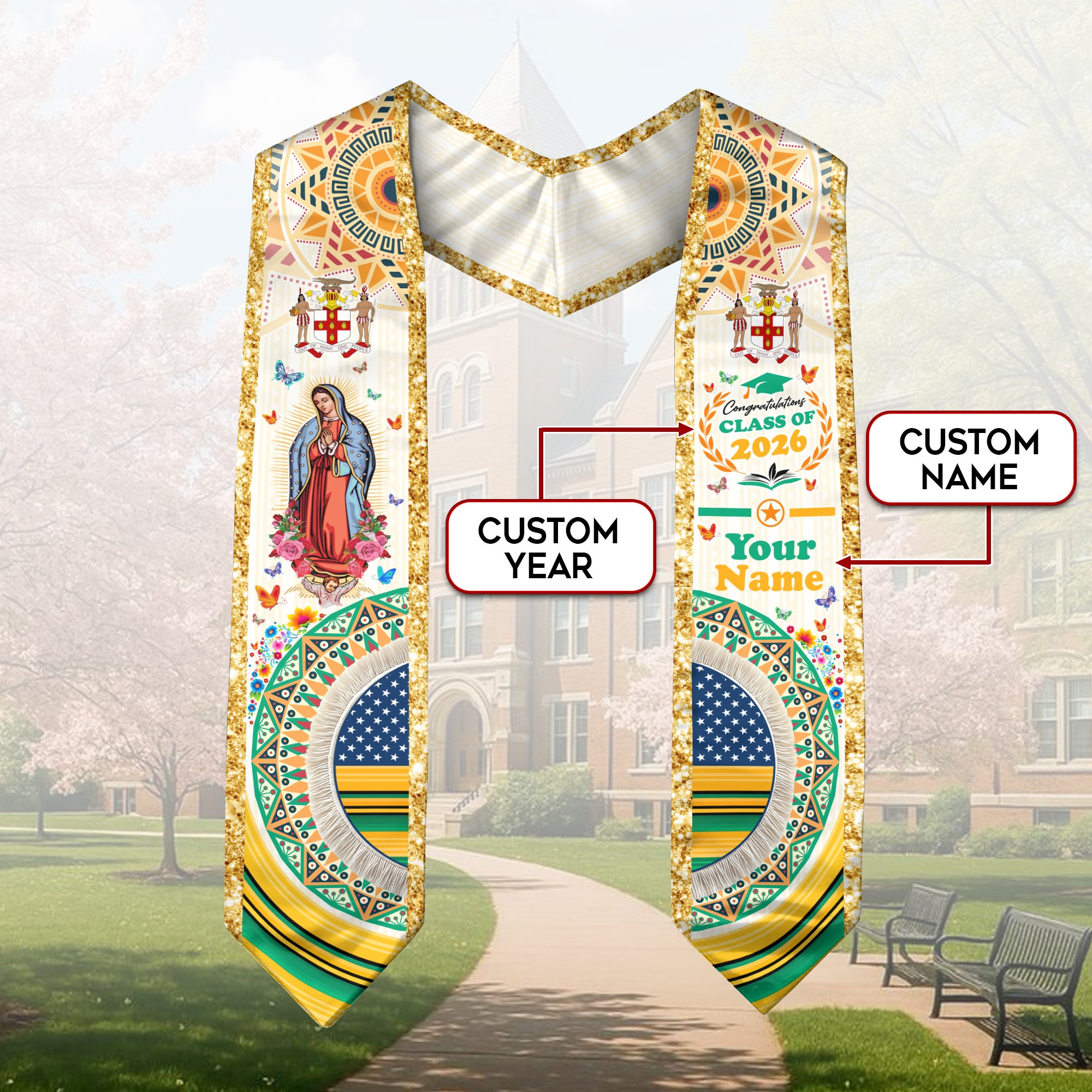 Jamaican Graduation Sash 2026, Jamaica Graduation Stole, Jamaican Flag Custom Accent