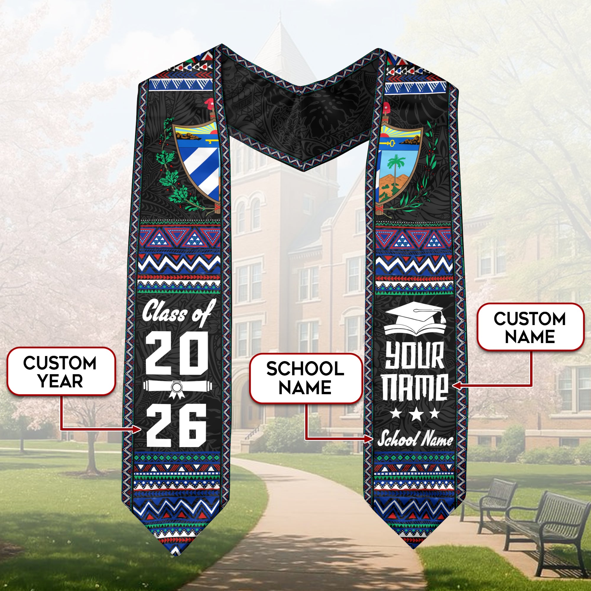 2026 Cuban Stole, Cuba Flag Graduation Sash, Personalized Stole for Graduates