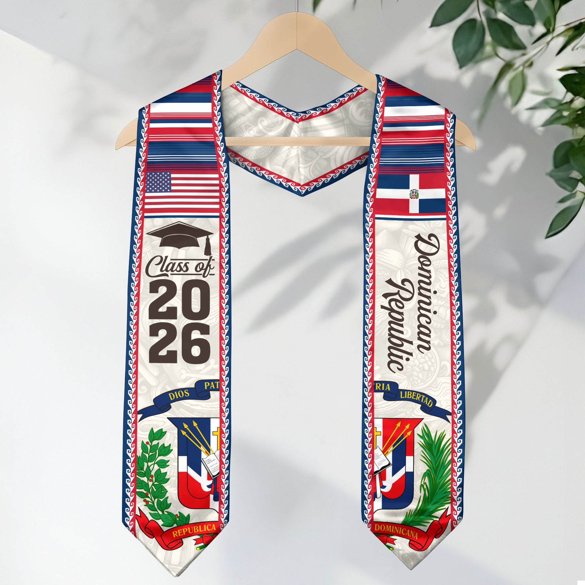 Dominican Graduation Stole 2026, Dominican Flag Graduation Sash, Classic Academic Graduation Stole Design