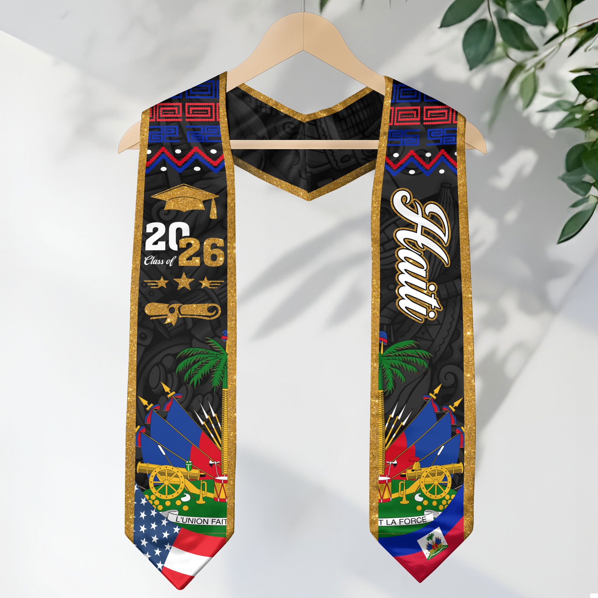 Haiti Graduation Stole 2026, Haitian Flag Graduation Sash, Classic Academic Stole for Class of 2026