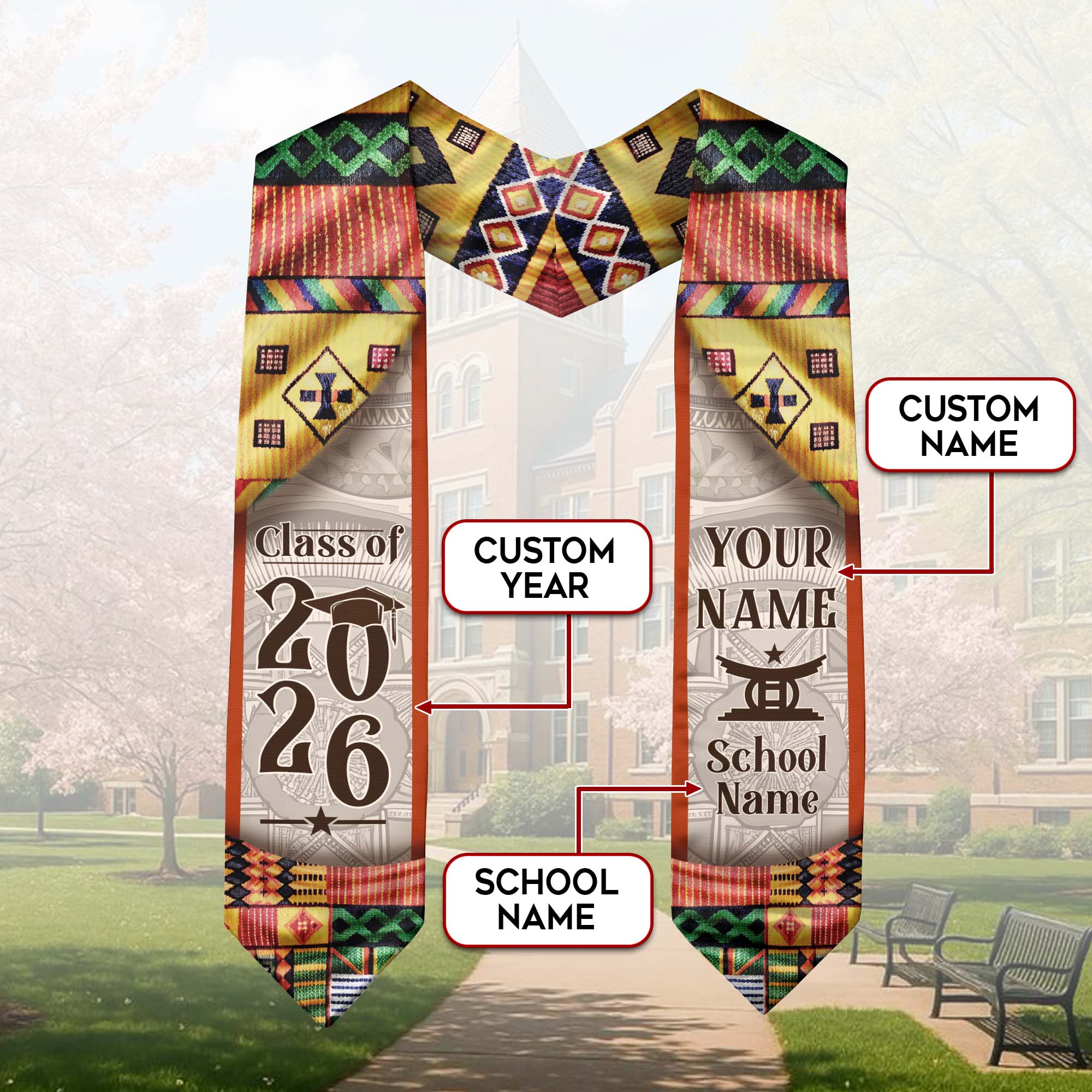 African Graduation Sash 2026, African American Flag Graduation Stole, African Stole