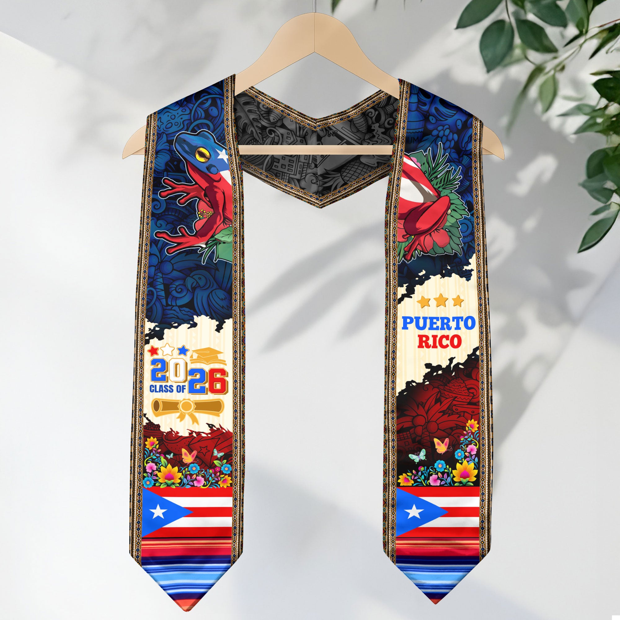 Puerto Rico Graduation Stole 2026, Puerto Rican Flag Graduation Sash, Signature Detail