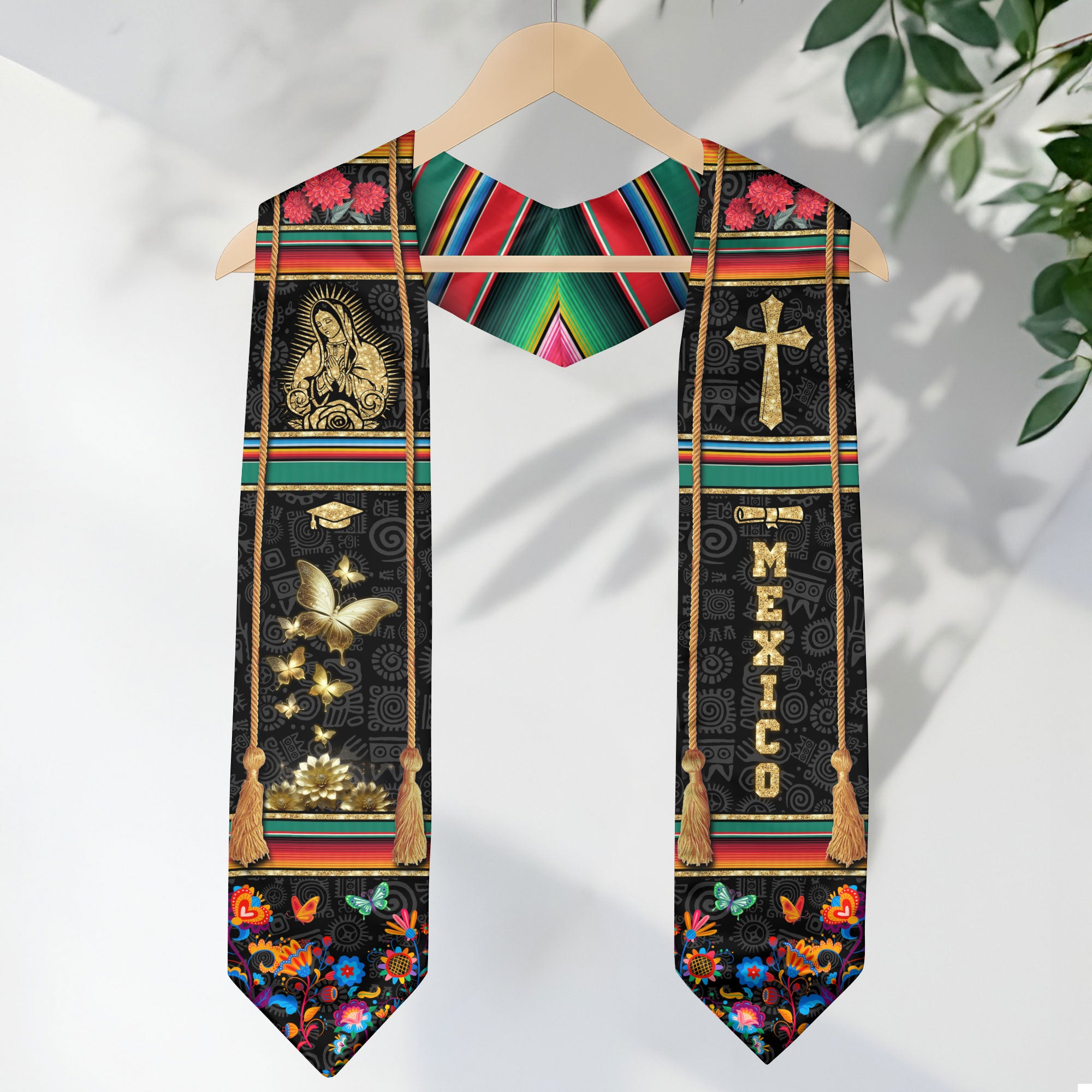 Mexican Flag Graduation Sash 2026, Mexico Graduation Stole, Signature Detail for Graduates