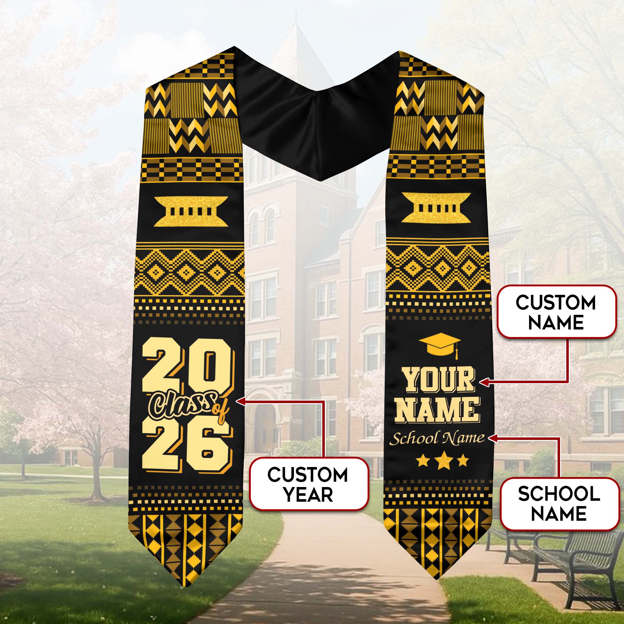 Africa Graduation Stole 2026, African Flag Sash, Bespoke Touch for Class of 2026 Graduates