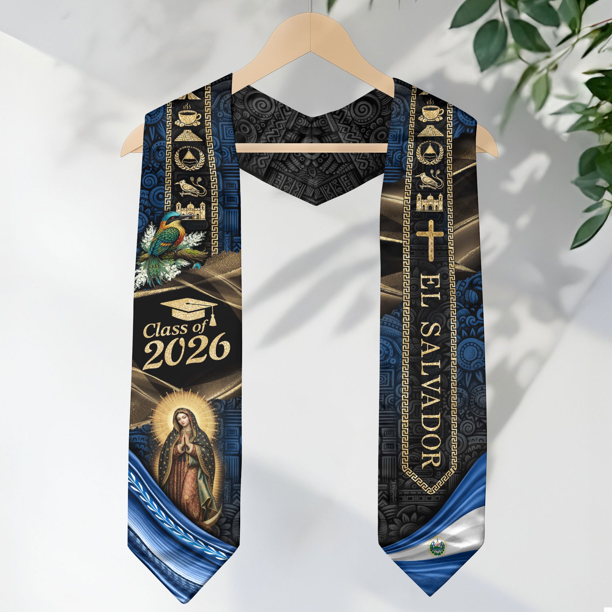 El Salvador Stole Class of 2026 - Our Lady of Guadalupe & Culture Sash