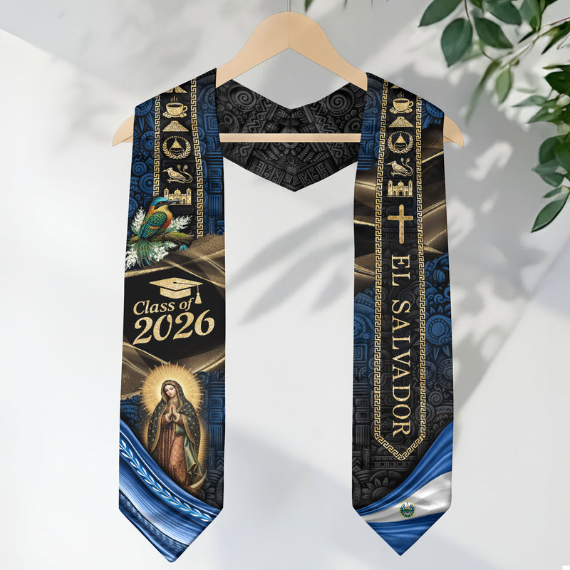 El Salvador Stole Class of 2026 - Our Lady of Guadalupe & Culture Sash