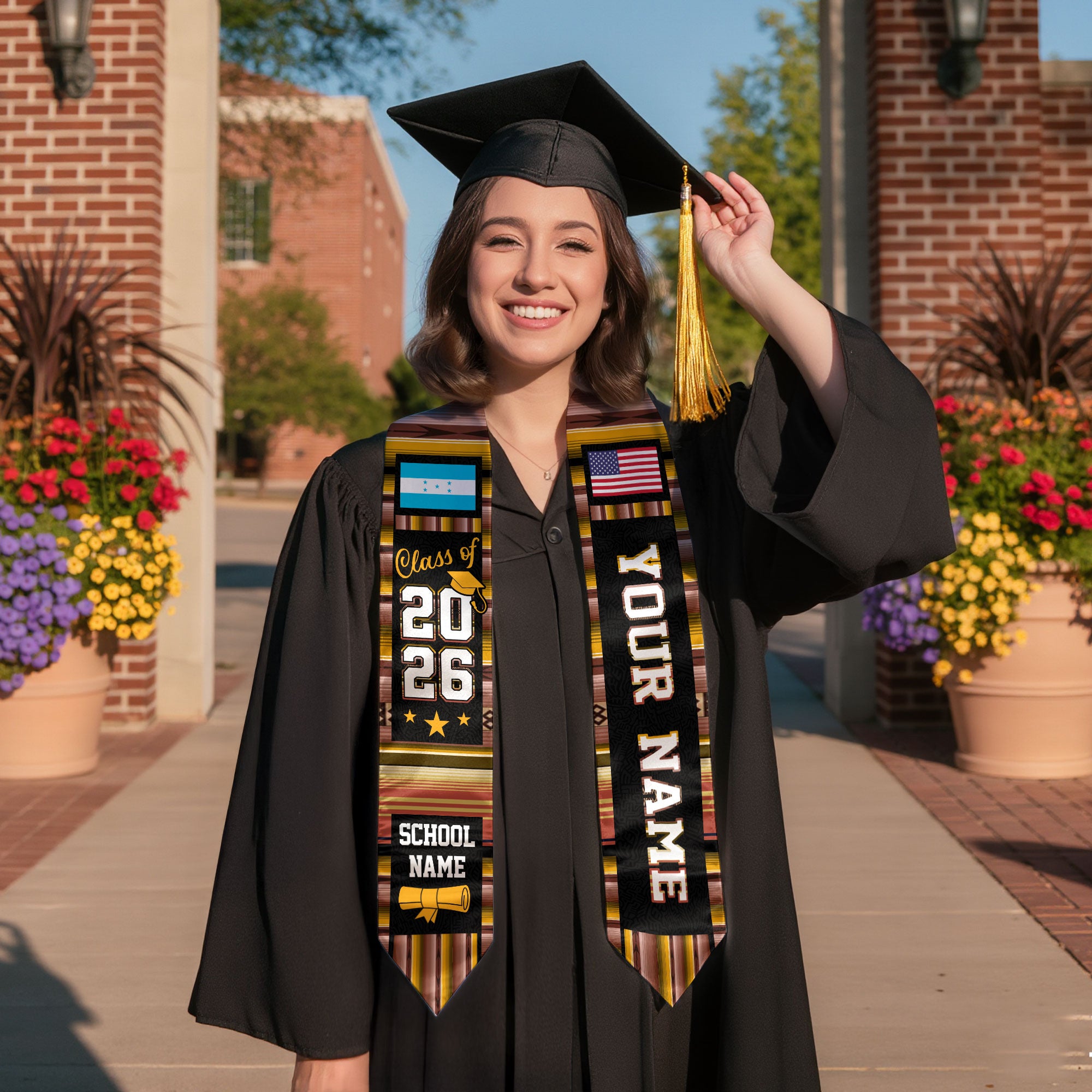 Honduras Graduation Stole 2026, Honduran Flag Sash, Class of 2026 Custom Trim for Grads