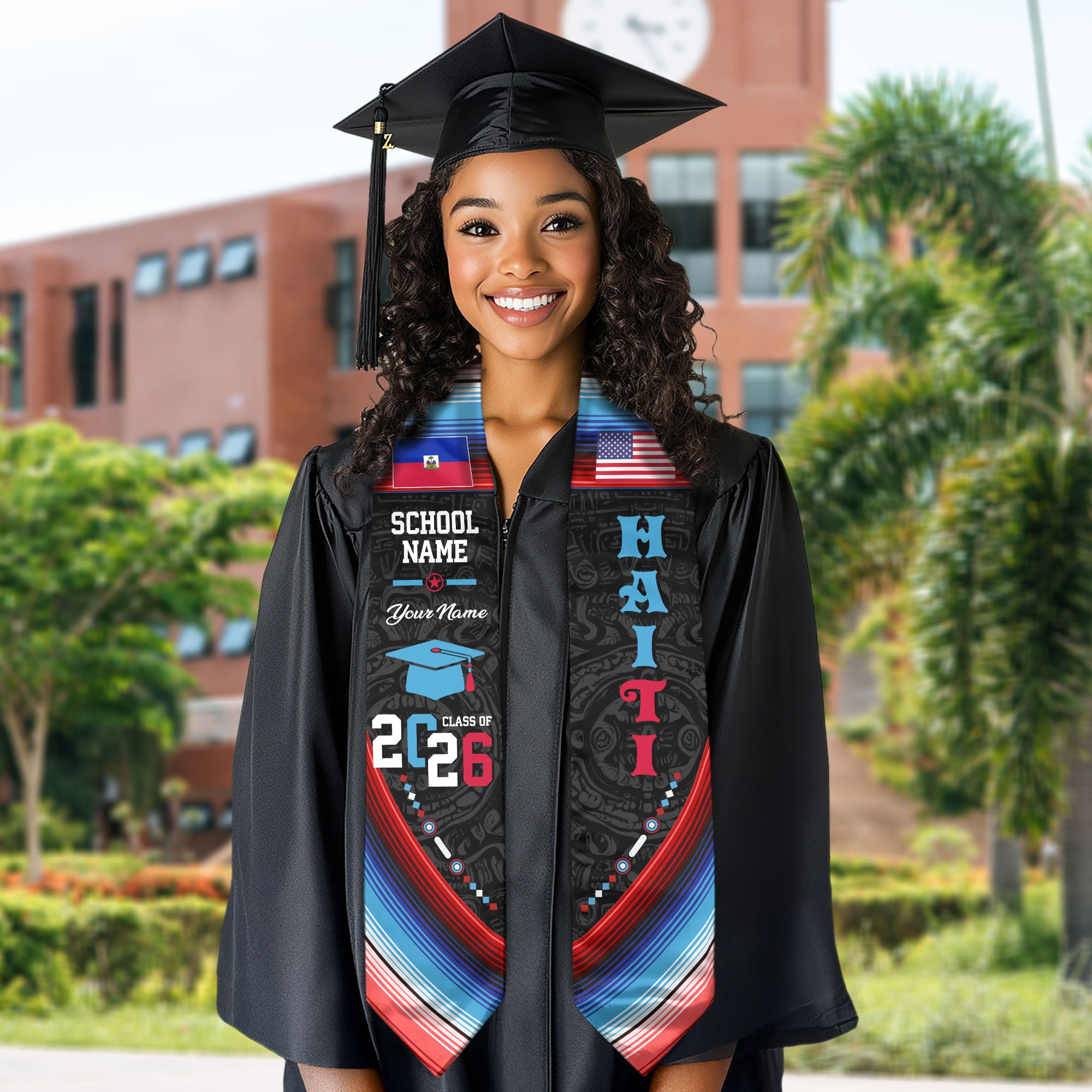 Haiti Graduation Sash 2026, Haitian Flag Stole, Graduation Accessory with Custom Touch