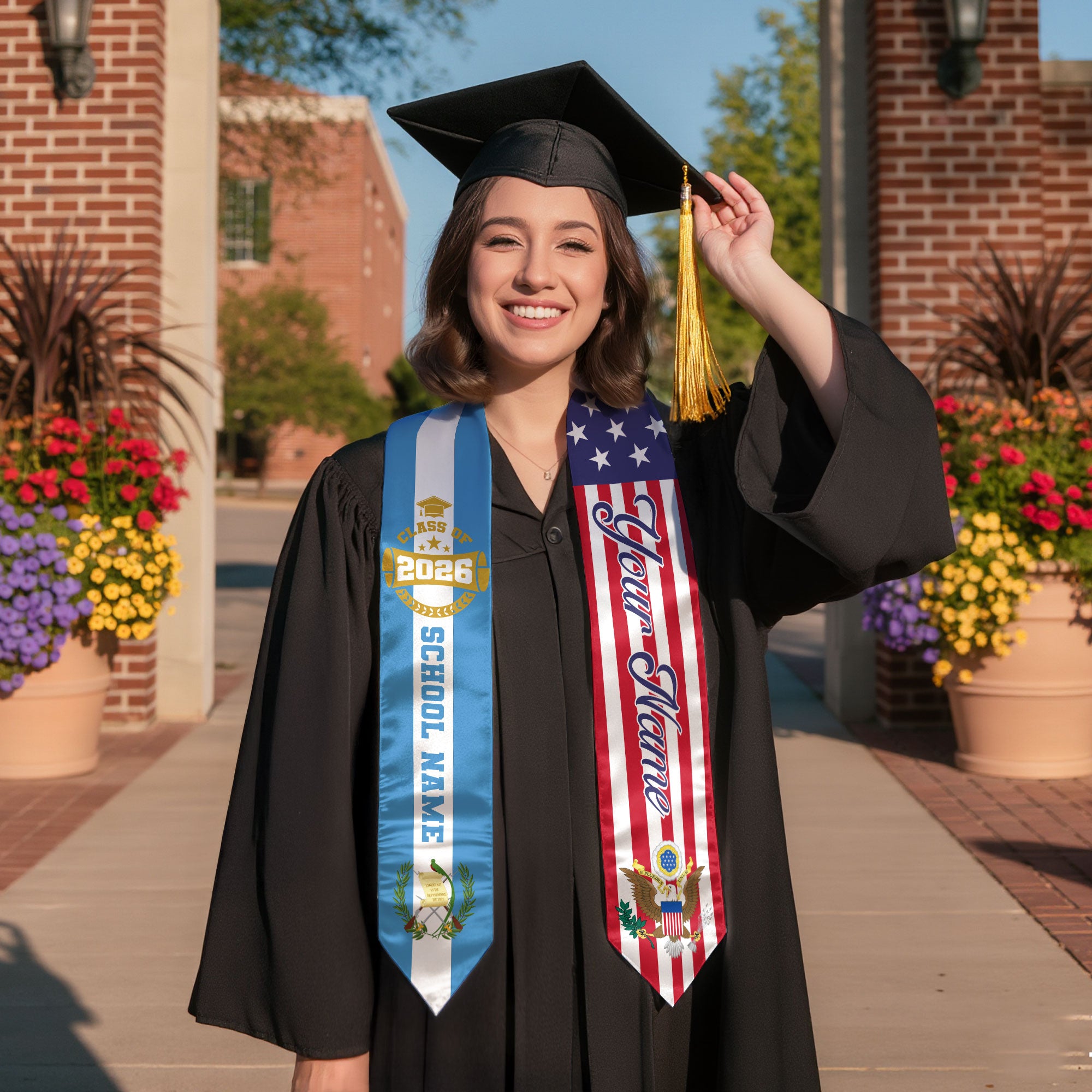 Guatemalan Graduation Stole 2026, Guatemala Flag Sash, Custom Touch Graduation Stole 2026