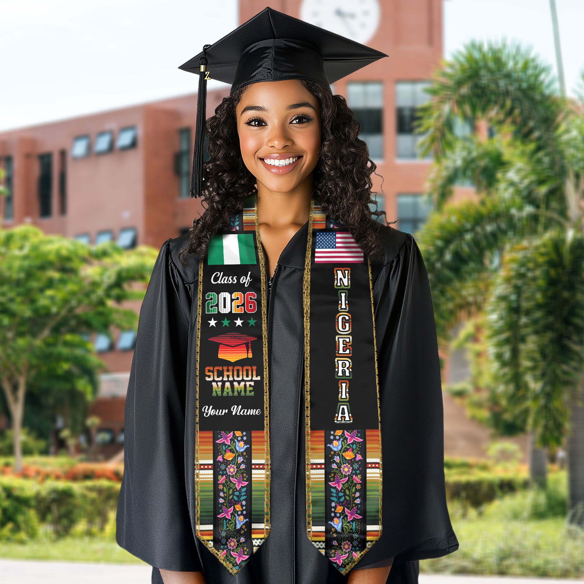Nigerian Graduation Sash 2026, Nigeria Flag Stole, Graduation Sash with Custom Finish