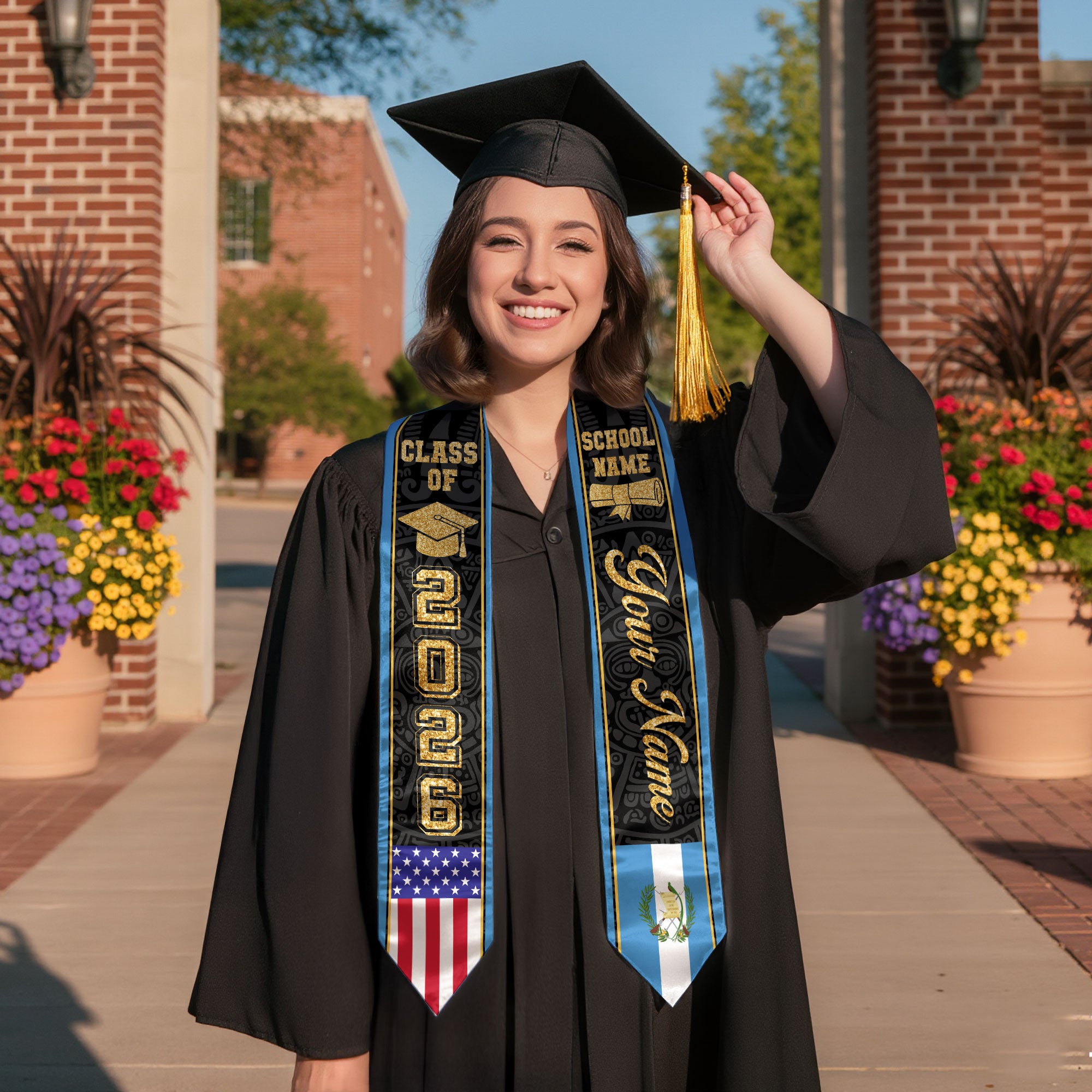 Guatemalan Flag Graduation Stole 2026, Guatemala Stole Sash, Custom Accent for Graduates