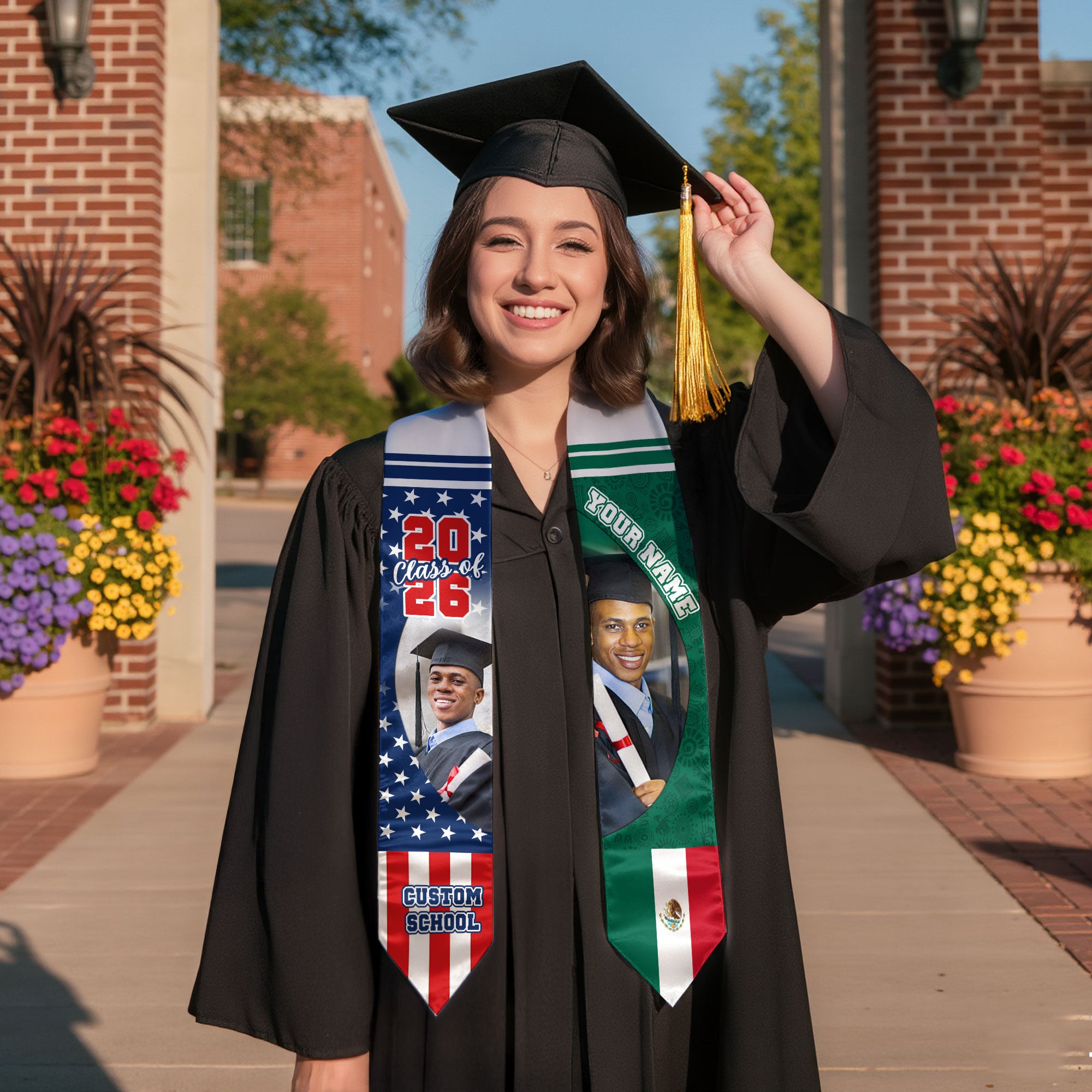 Mexico Graduation Sash, Mexican Flag Graduation Stole 2026, Stole Mexican