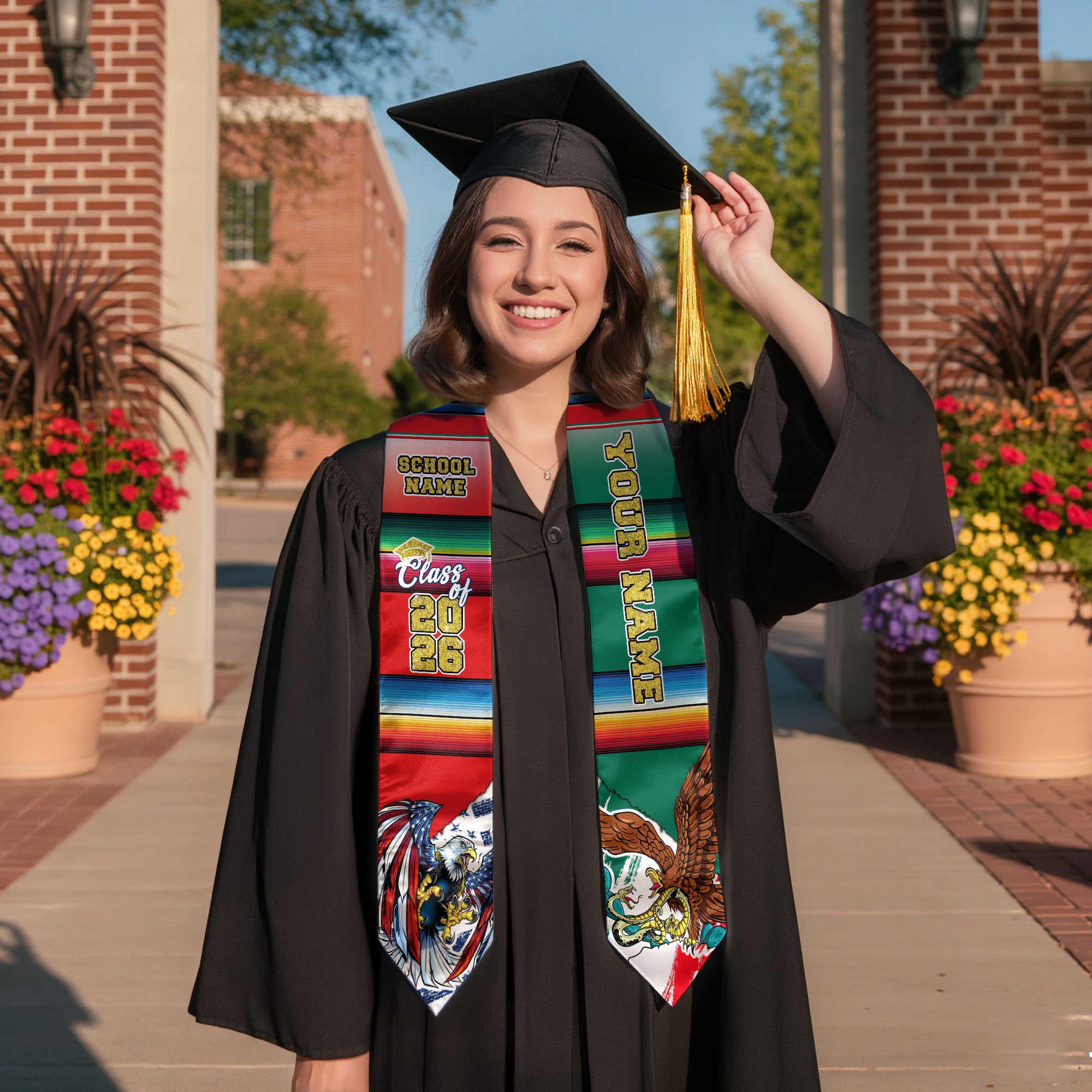 Mexican Graduation Sash, Stole Mexico 2026, Mexican Flag Graduation Stole