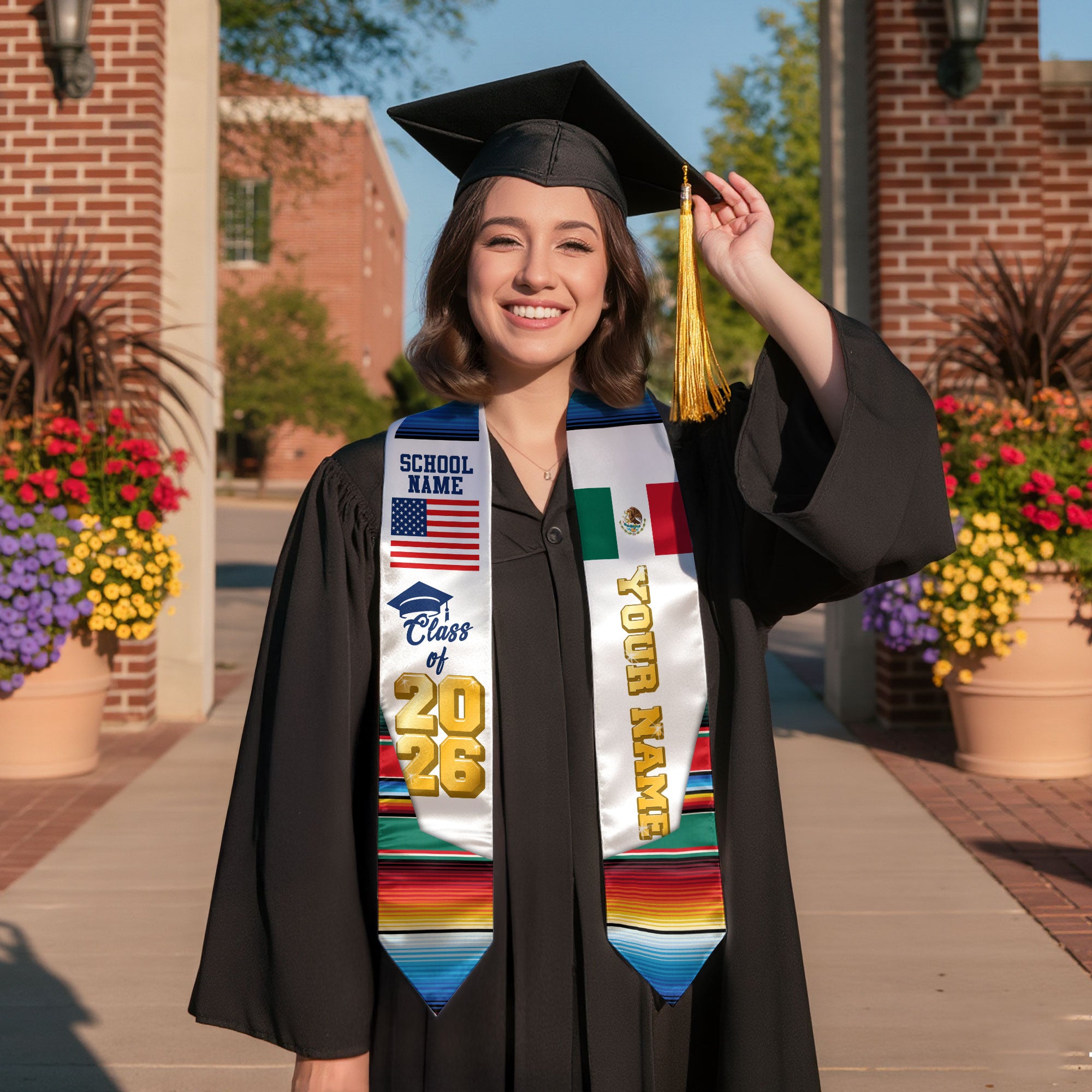 Mexican Stole 2026, Mexico Graduation Stole, Mexican American Flag Sash