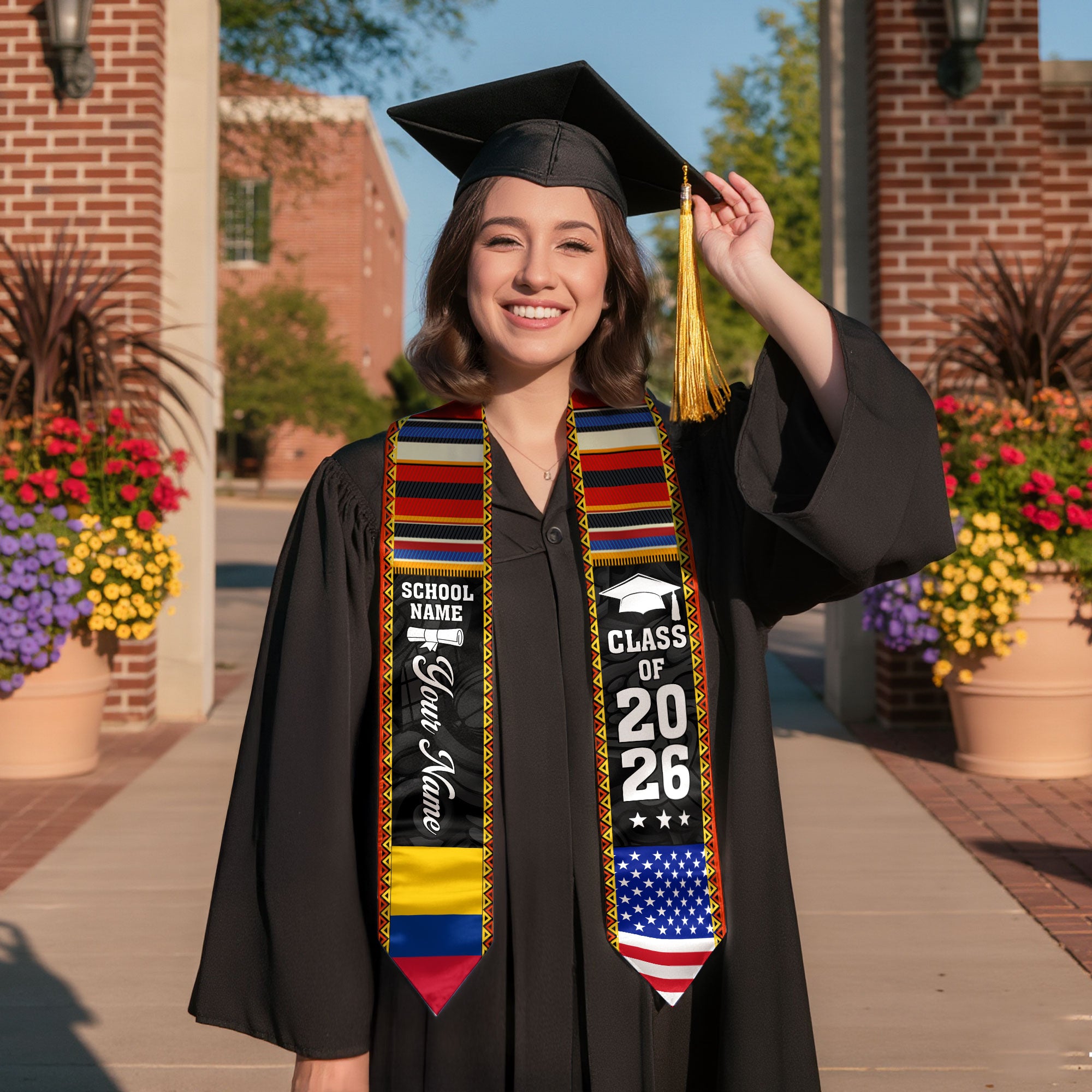 Customized Colombia Graduation Sash, Colombia Flag Graduation Stole, Personalized Graduation Stole 2026
