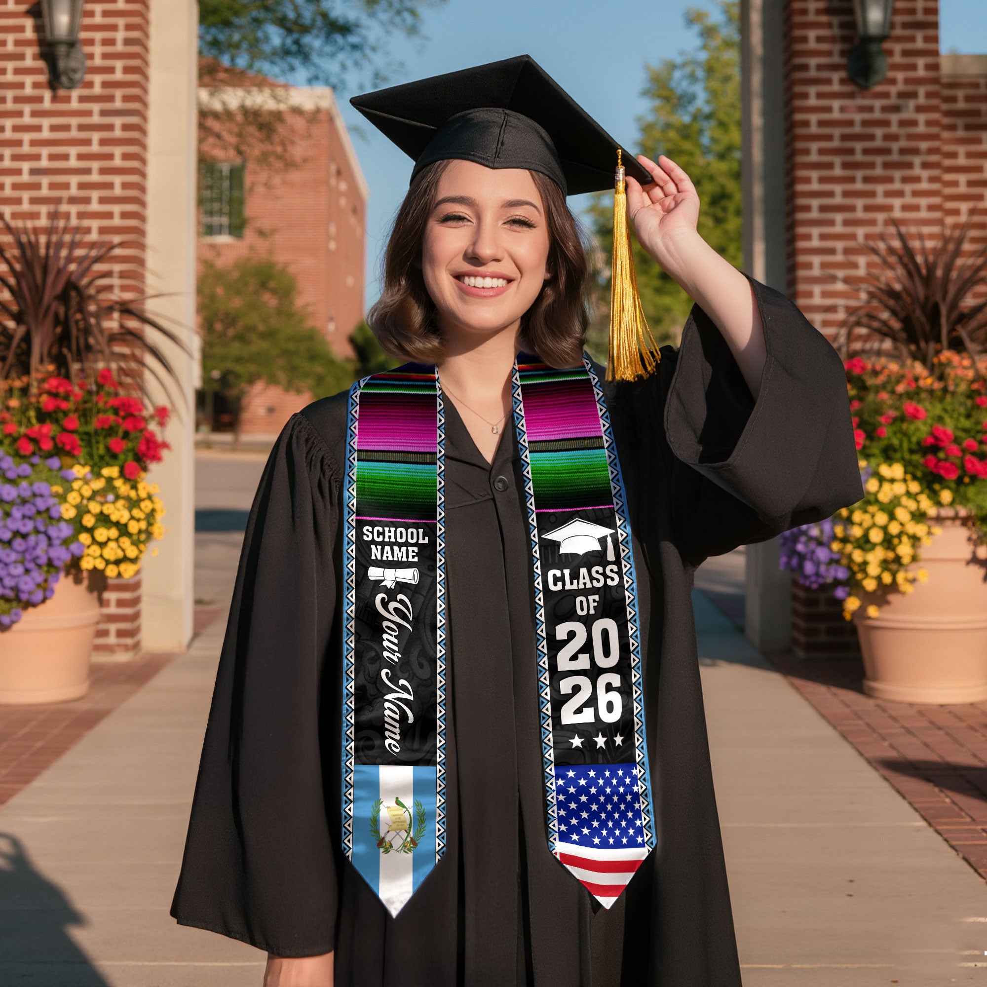Customized Guatemala Graduation Stole, Guatemala Flag Graduation Sash, Custom Stole for Graduation 2026, Class Of 2026