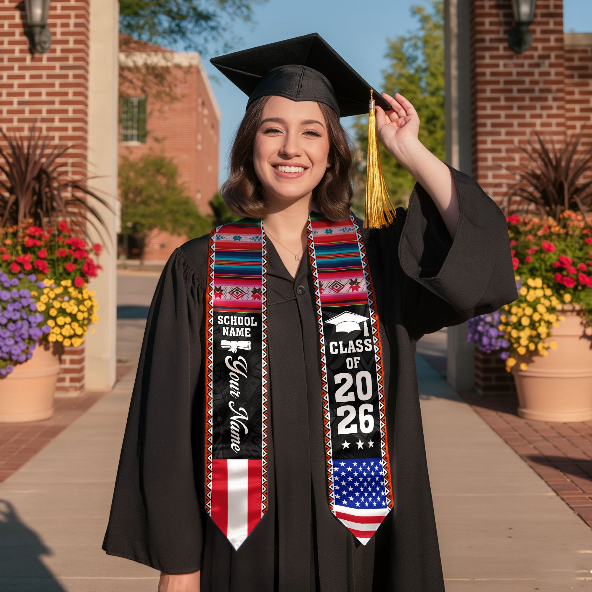 Customized Peru Graduation Sash, Peru Flag Graduation Stole, Personalized Graduation Accessory 2026
