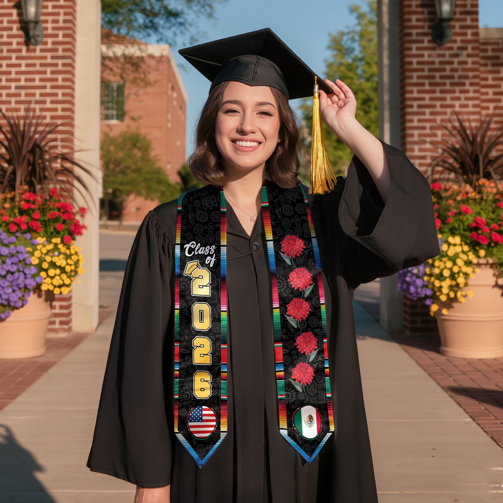 Mexican Graduation Sash 2026, Mexican Am Flag Sash, Mexican Stole, Mexico Grad Stole