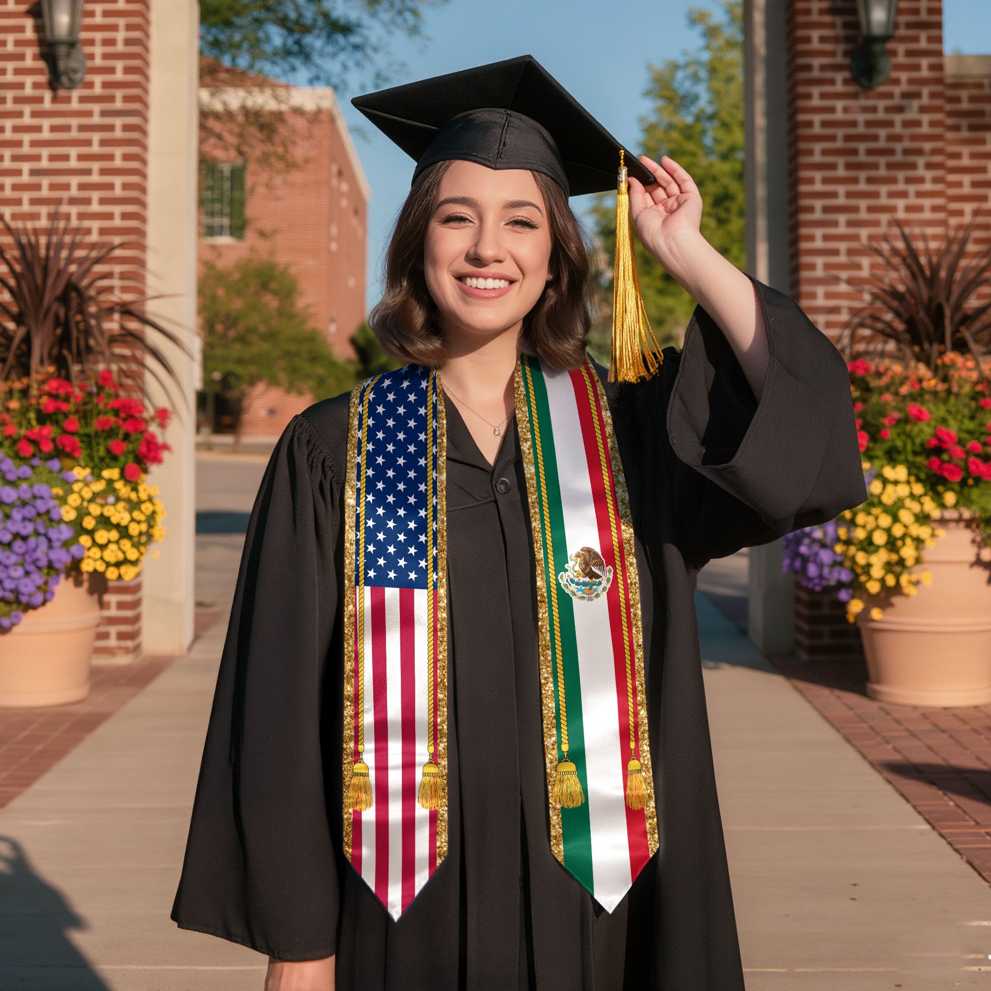Mexico Graduation Stole 2026, Mexican Stole, Mexican Grad Sash, Mexican Am Flag Sash