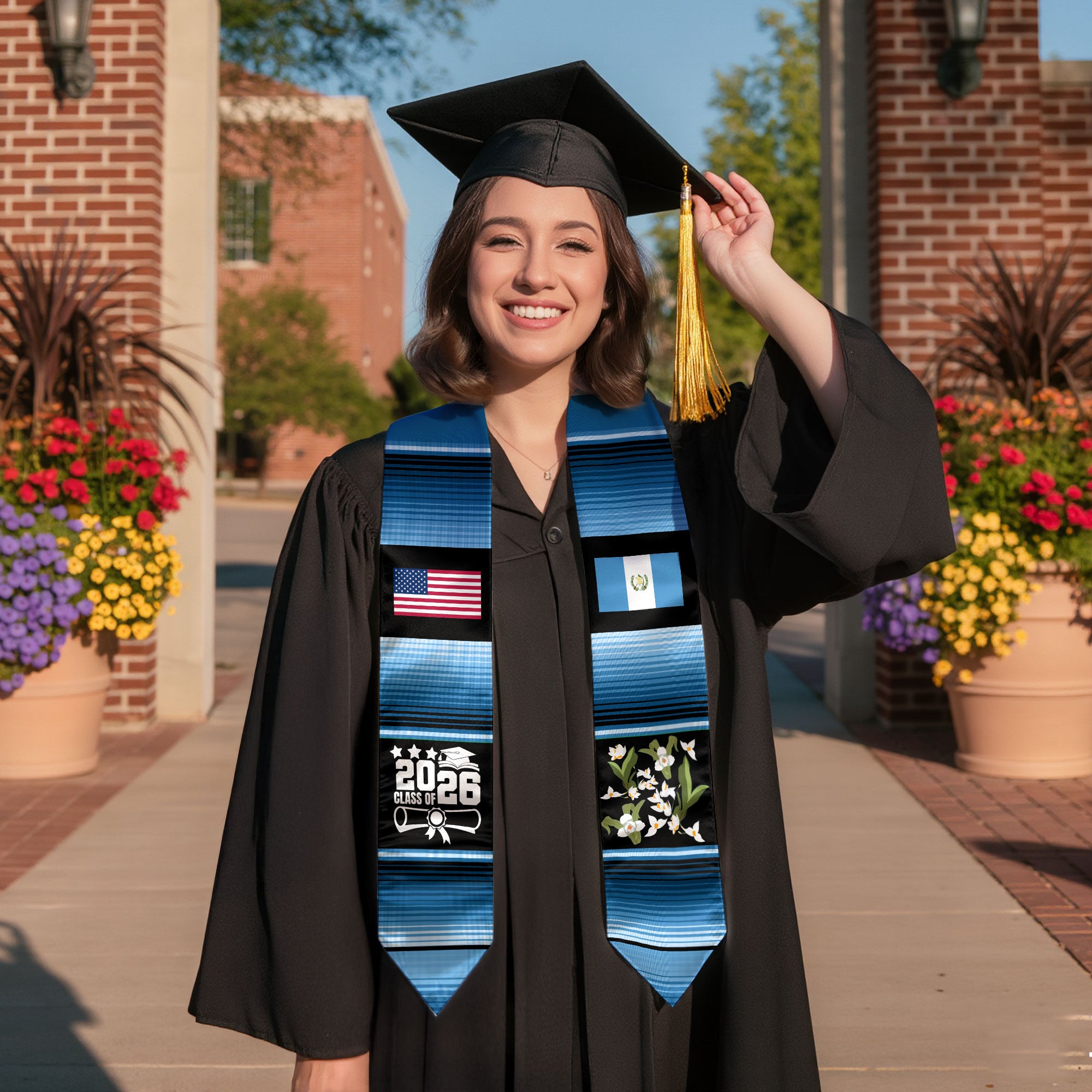Guatemalan Graduation Stole 2026, Guatemala Flag Sash, Formal Graduation Stole Style