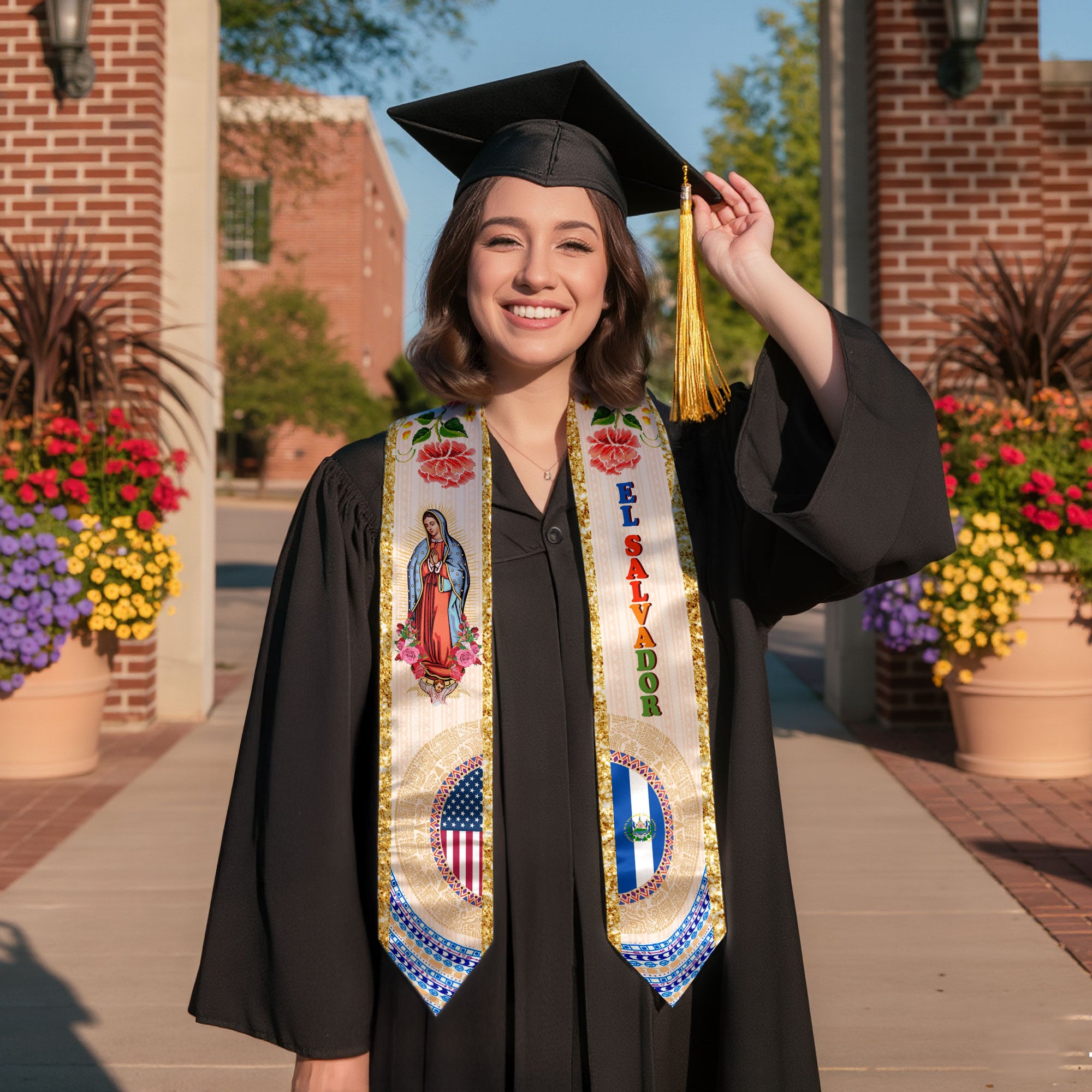 El Salvador Graduation Stole, Salvadoran Flag Design, Graduation Sash 2026